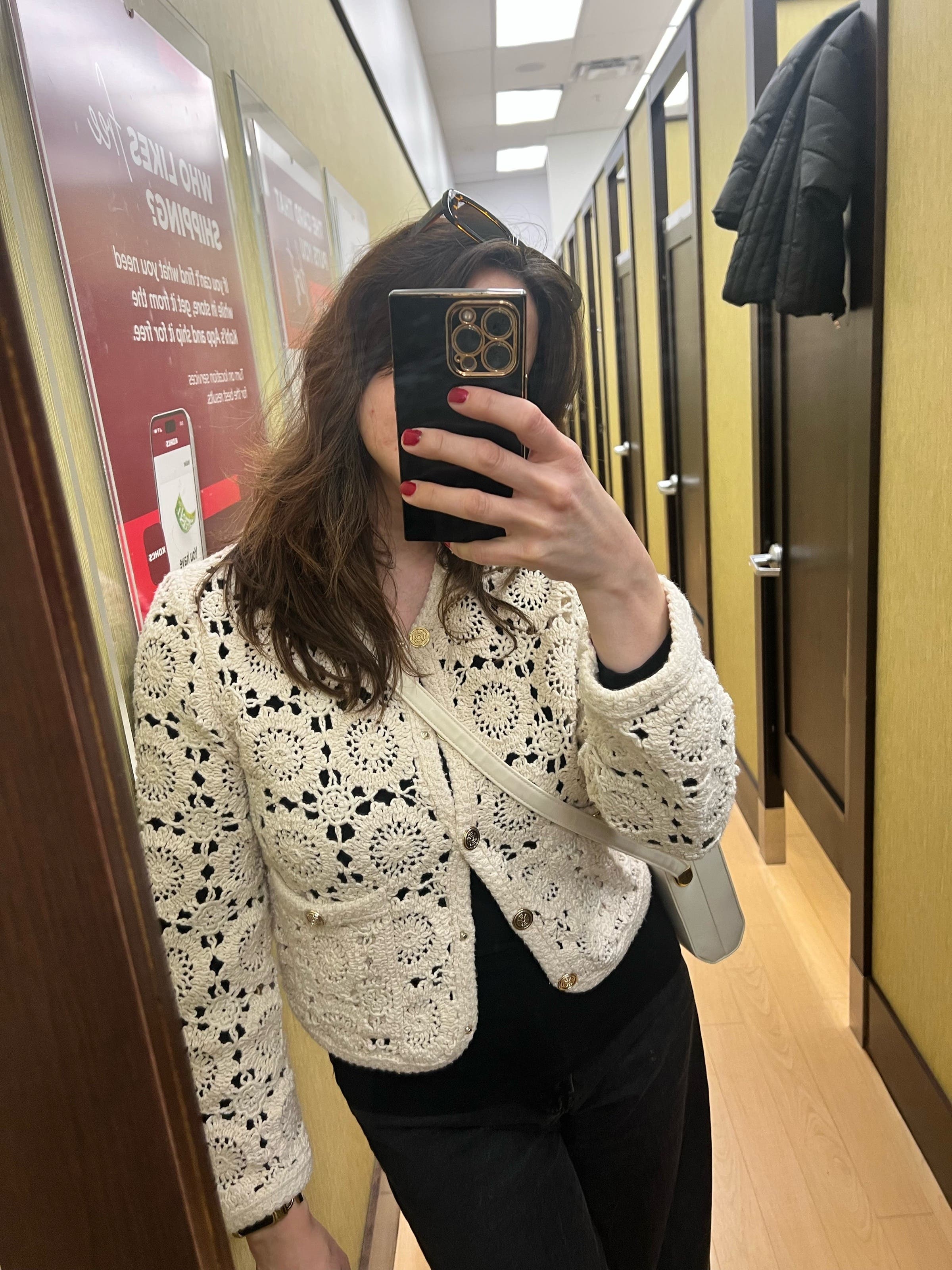 White Crochet Bomber Jacket by Maje | Rent the Runway