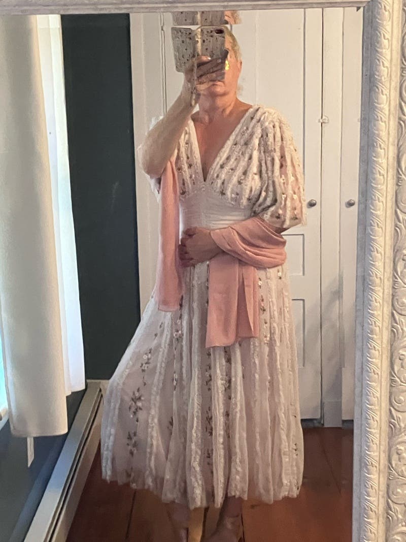 Floral Ruffle Detail Midi Dress by Ieena for Mac Duggal Rent the