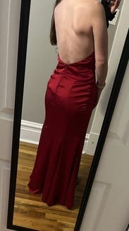 fame and partners vania red plunge halter satin dress Ashton Maxi in Satin Red hot & unbothered 