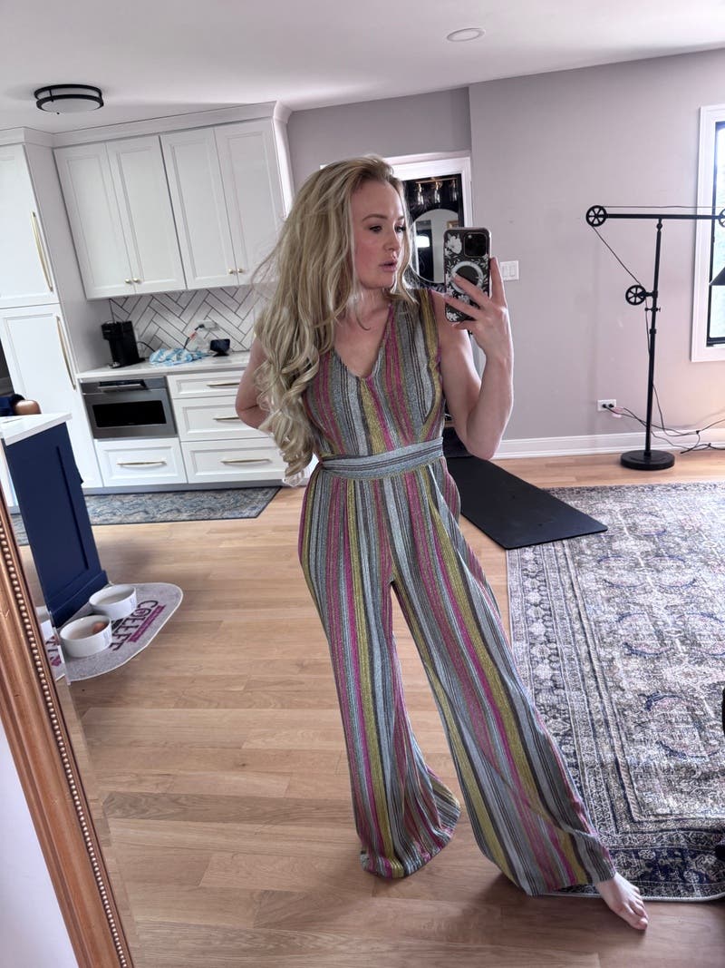 sudo wide salopette「stripe」 Multi Striped Wide Leg Jumpsuit by KENDALL + KYLIE | Rent