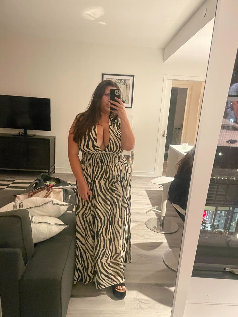 【The Attico】 Zebra-print side-slitミディドレス Zebra-print side-slit midi dress in black - The Attico