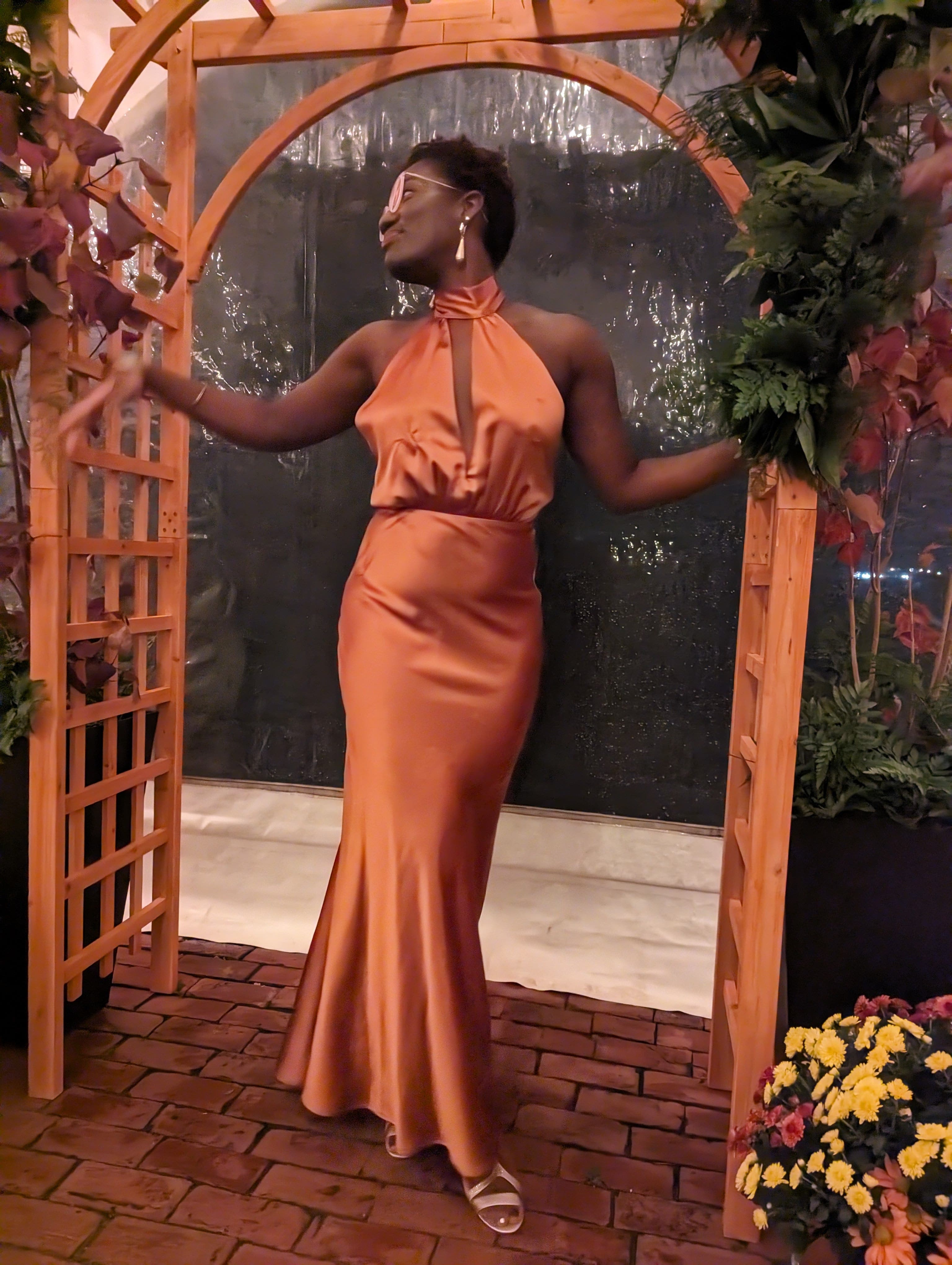 Orange Halter Cutout Gown by Something Navy Rent the Runway