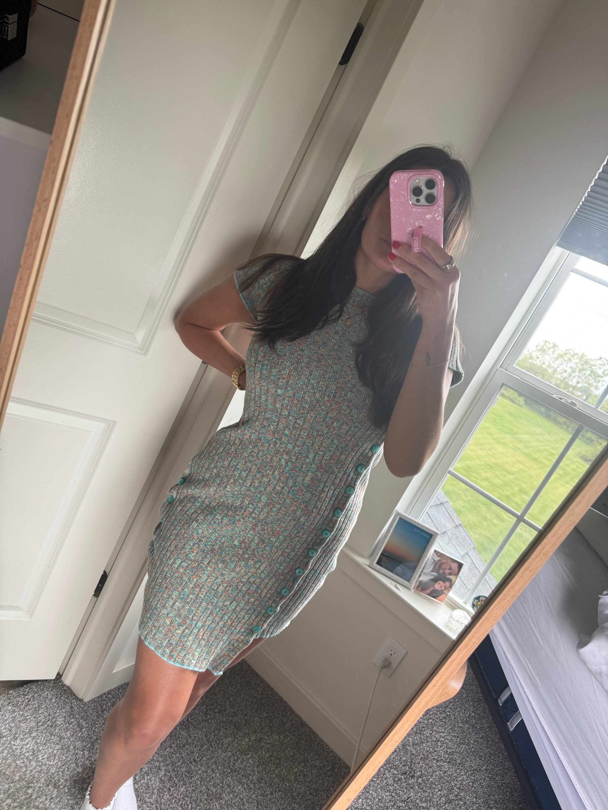 randy ワンピース Asymmetry buckle tweed dress randy ワンピース Asymmetry buckle tweed dress ワンピース