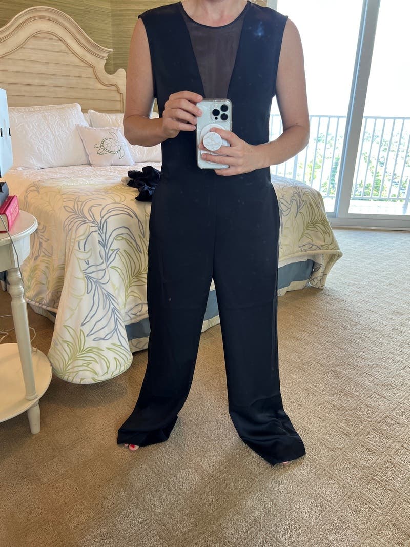 Black Satin Jumpsuit by Marina Moscone x RTR | Rent the Runway
