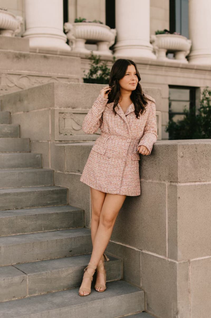 Pink Boucle Mini Dress by Self-Portrait | Rent the Runway