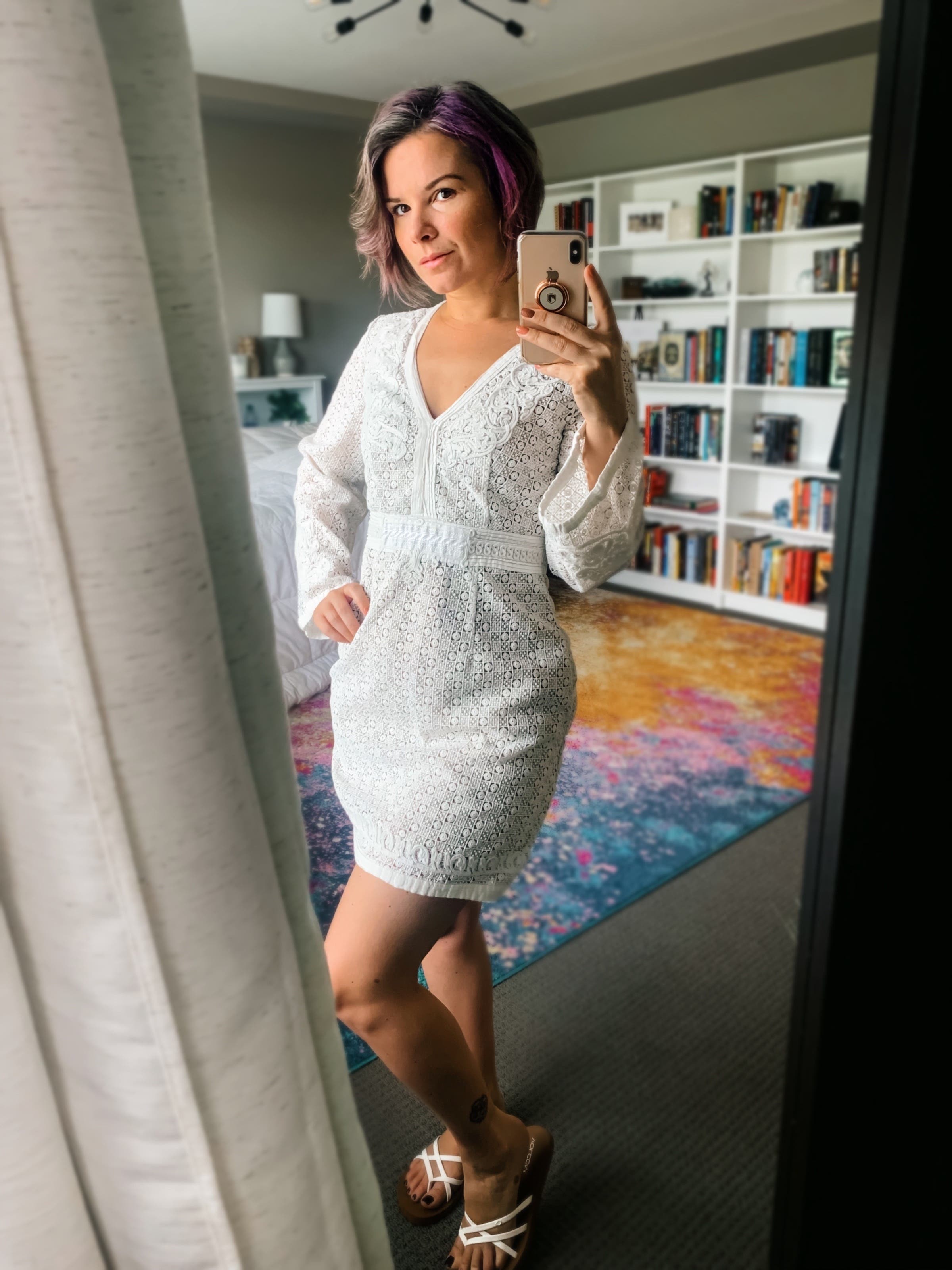 chinese dress ladies LACE-EMBROIDERED MINI DRESS