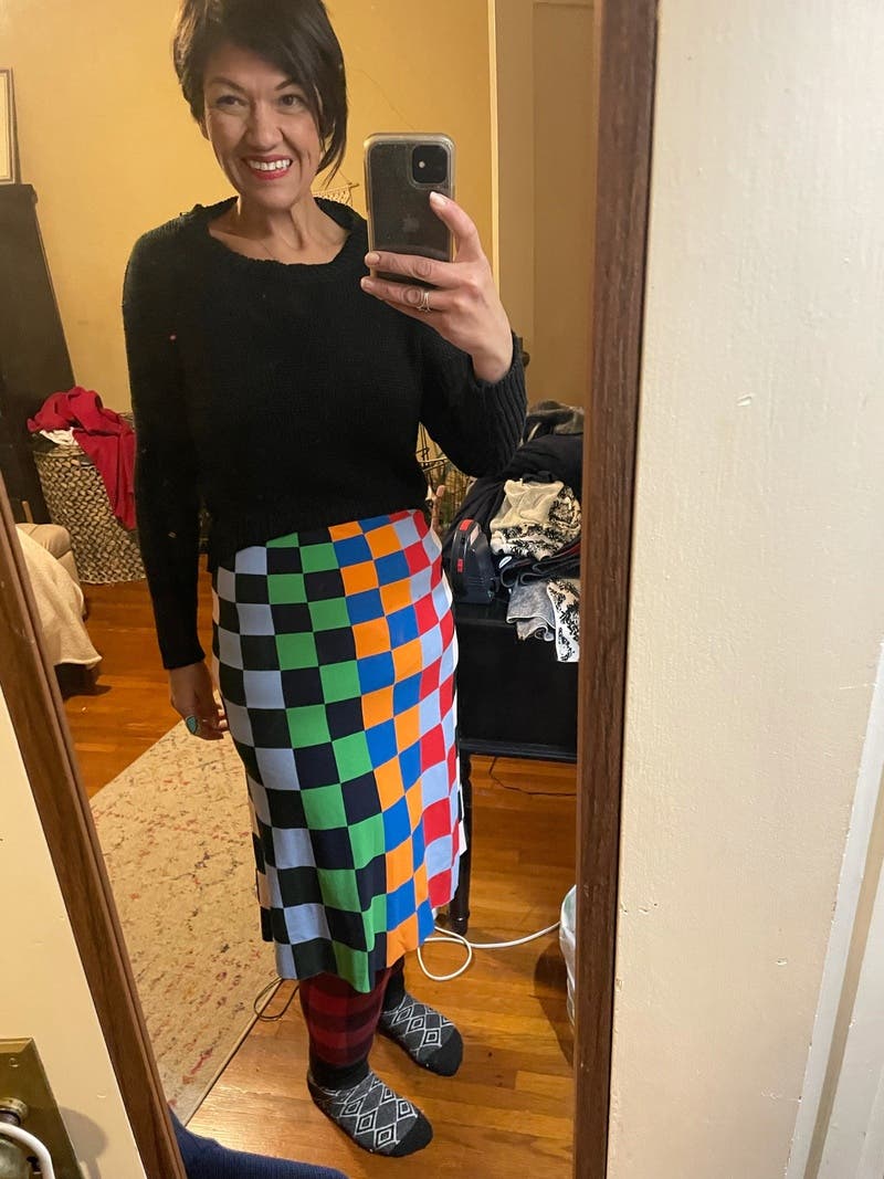 Tech Knit Checkered Skirt by Tory Sport | Rent the Runway