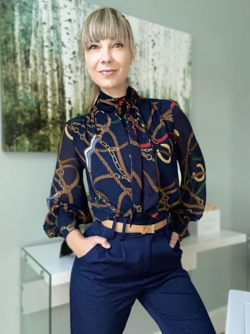 Equestrian Print Tie Neck Top by Lauren Ralph Lauren | Rent