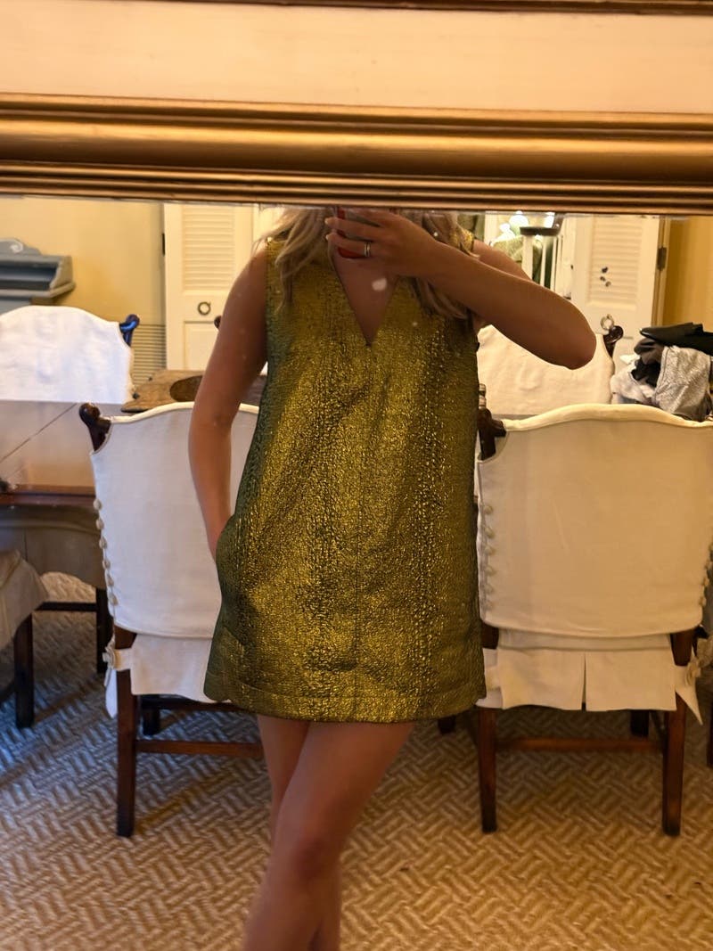 green emerald velvet dress Amalina Embellished Bandeau A-Line Mini Dress in Gold