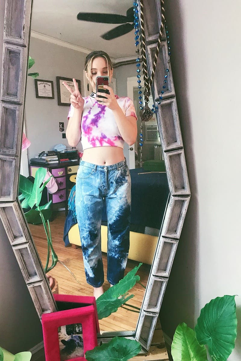 デニム・ジーパン MSGM TIE-DYE PRINTED CROPPED COTTON DENIM JEANS Tie-Dye Jeans by MSGM | Rent the Runway