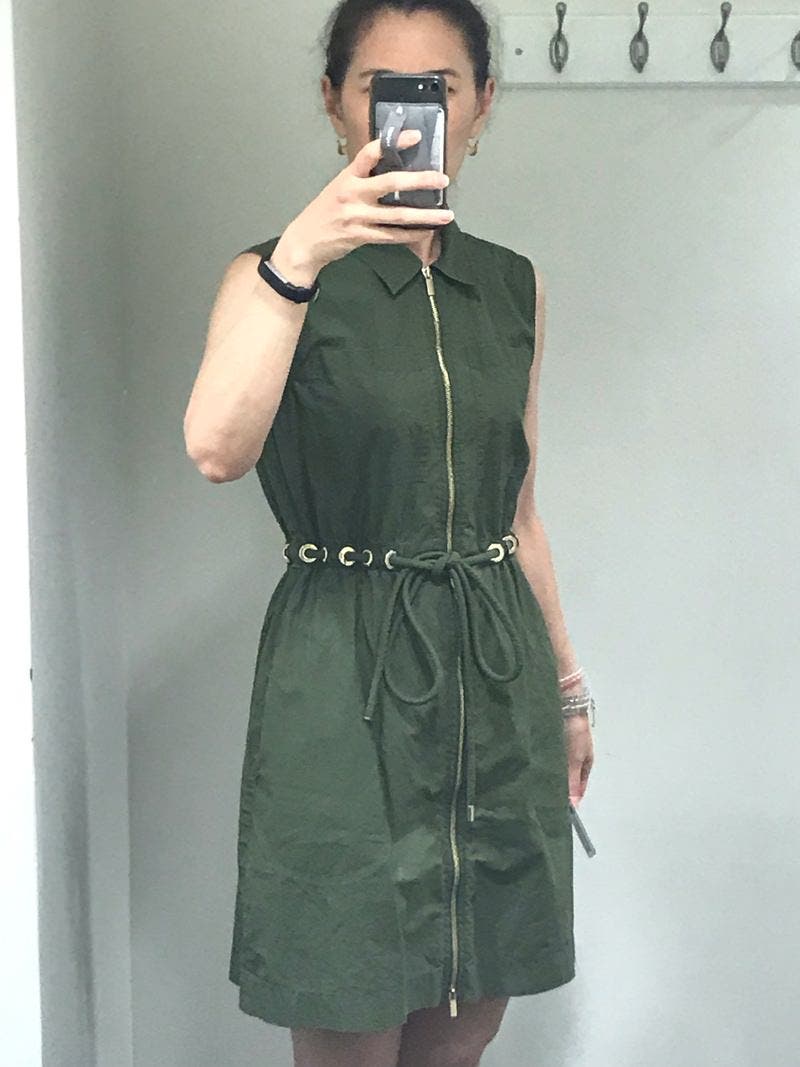 New Army Green Zip Down Shirt-Dress main image 0