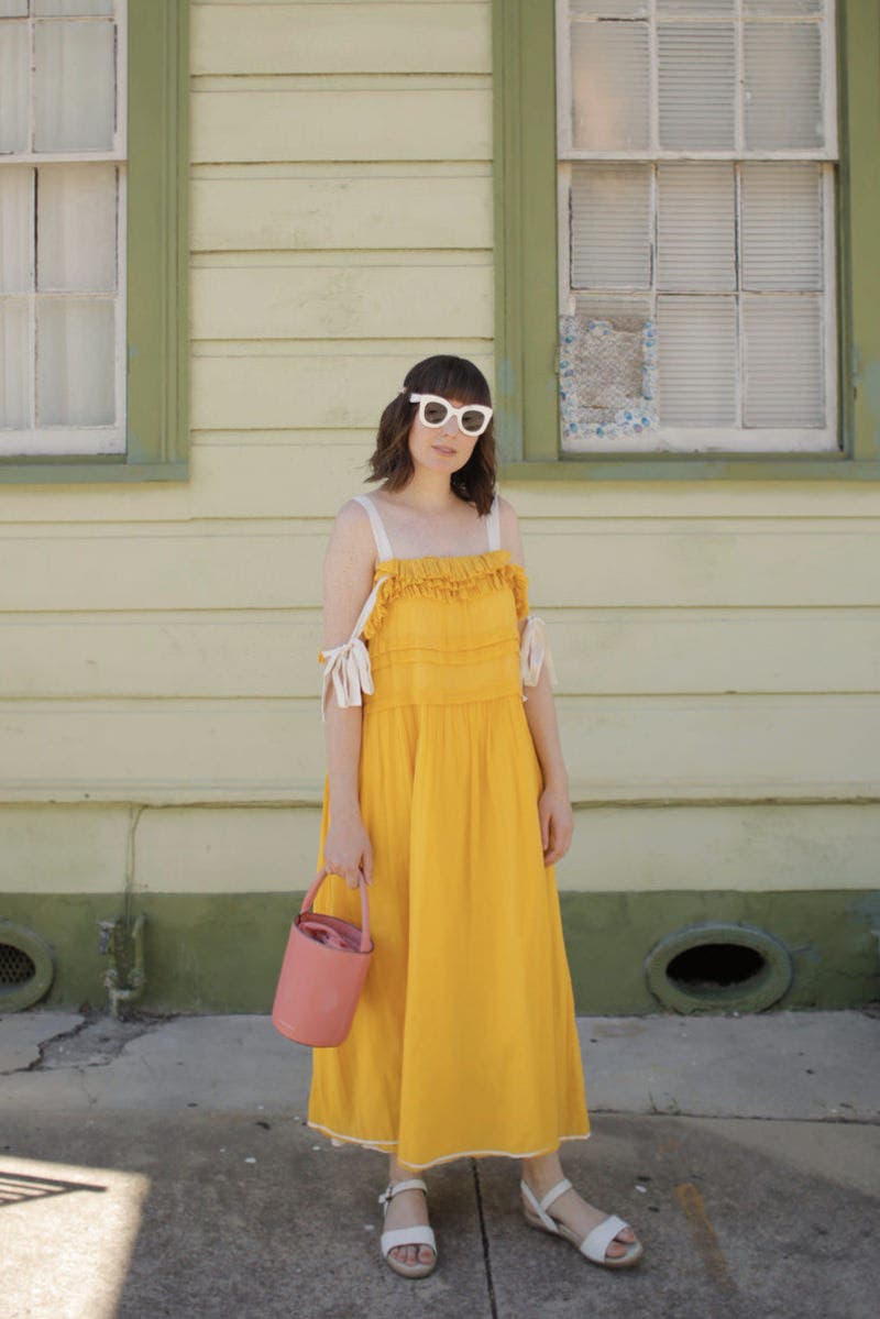 Yellow Ruffled Ribbon Maxi by Philosophy di Lorenzo Serafini