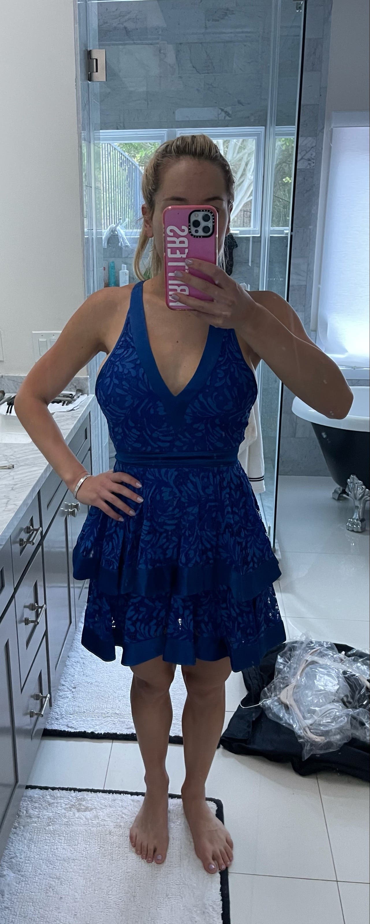 Blue Lace Layered Dress by David Koma | Rent the Runway