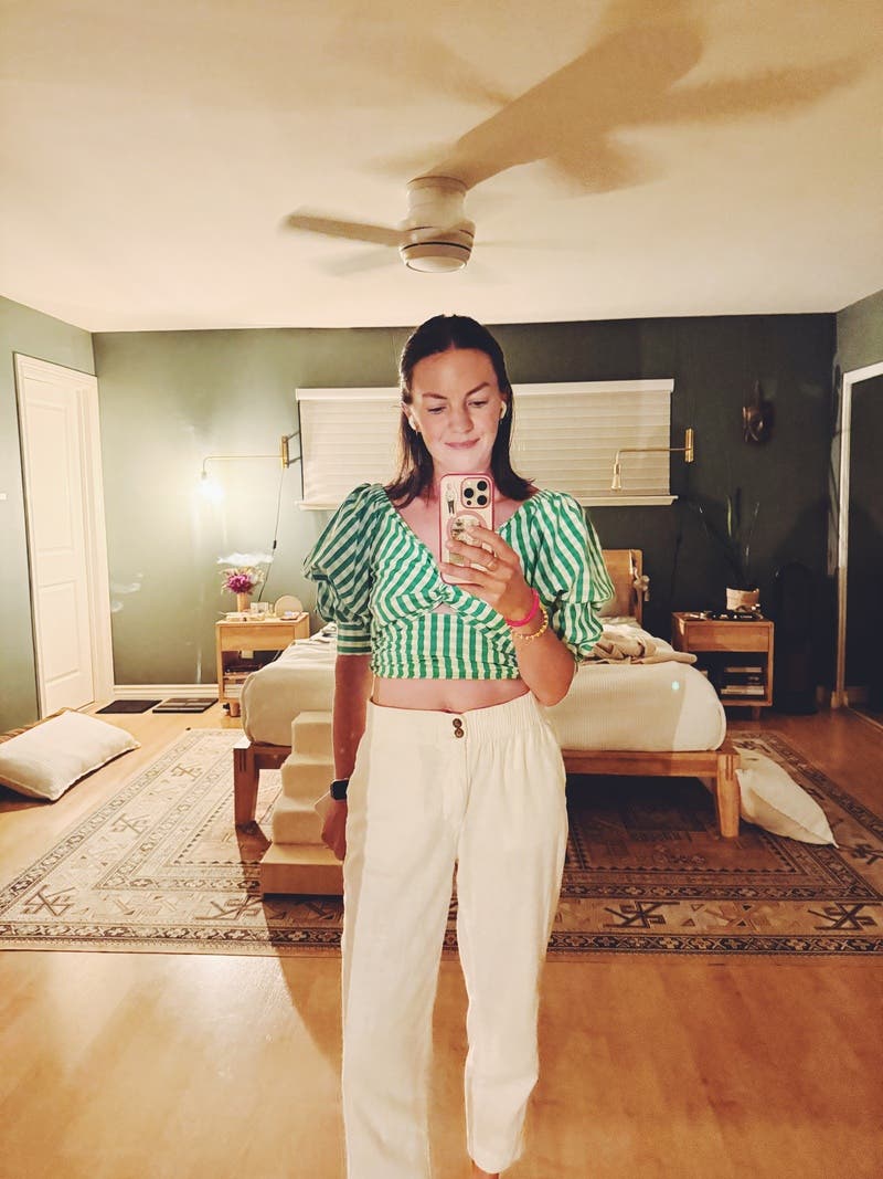 Green Gingham Ruffle Top by Louna | Rent the Runway