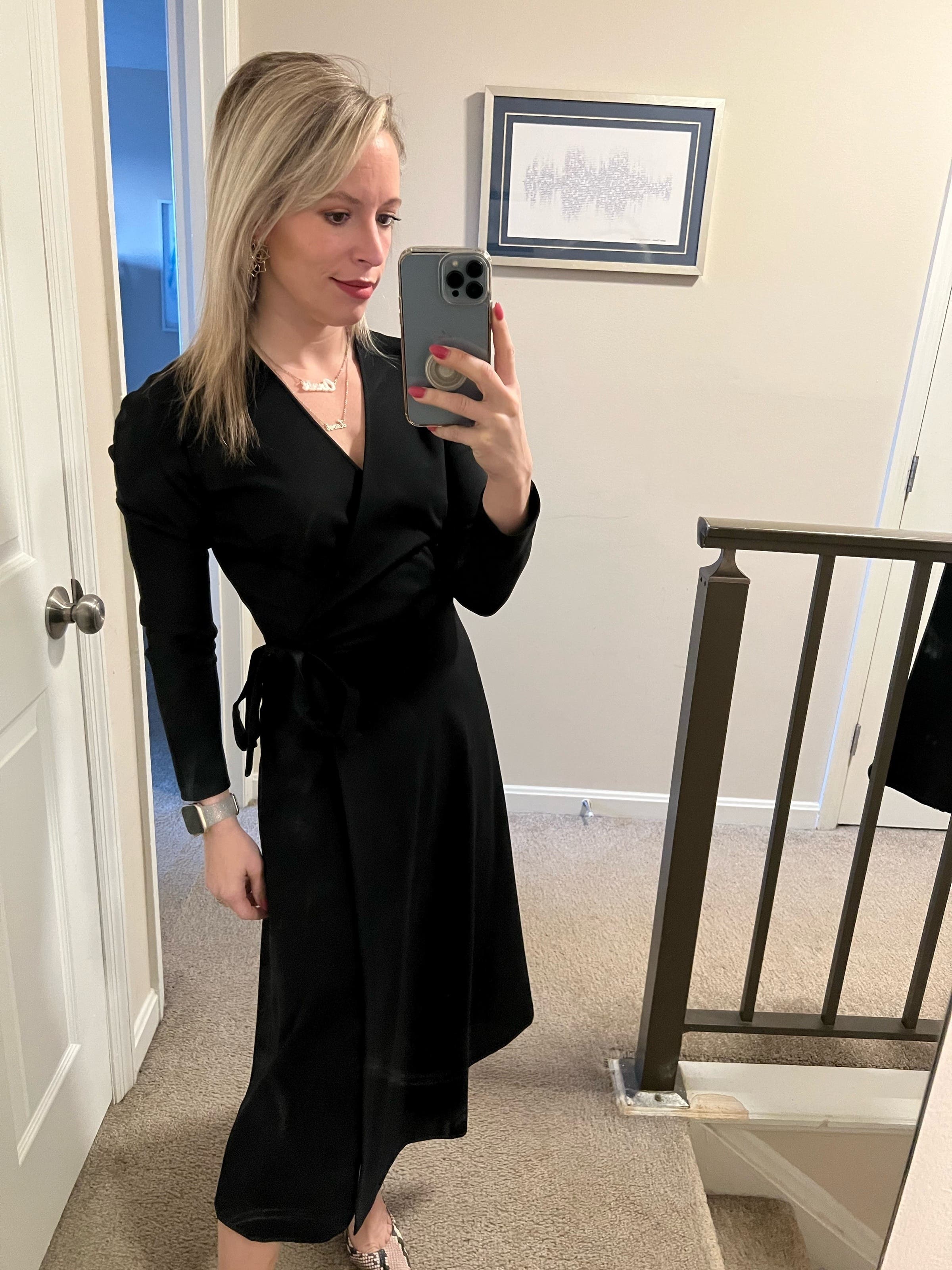 L’aubeblanc Tweed Wrap Dress Black Black Wrap Dress by Seventy | Rent the Runway
