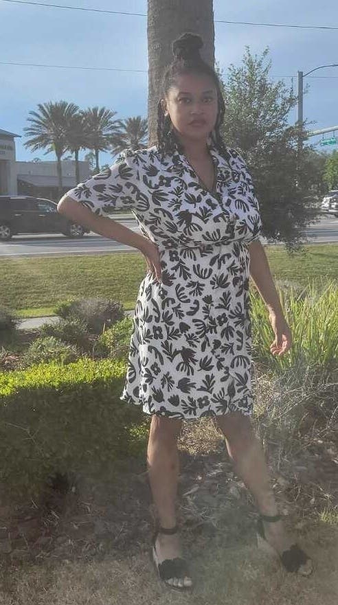 Abstract Printed Wrap Dress by Donna Morgan | Rent the Runway