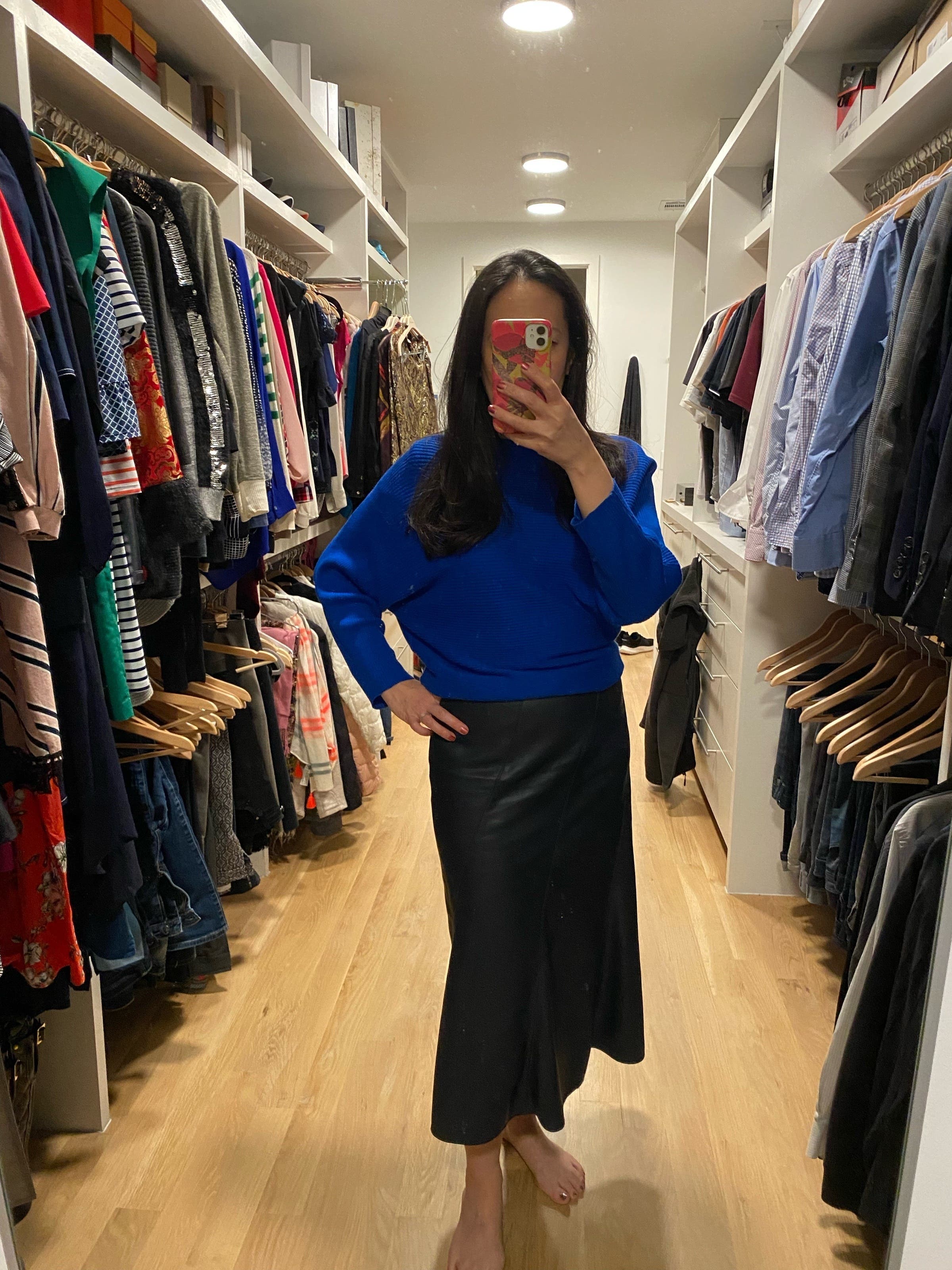 Navy Faux Leather Skirt by Rebecca Taylor NYC | Rent the Runway