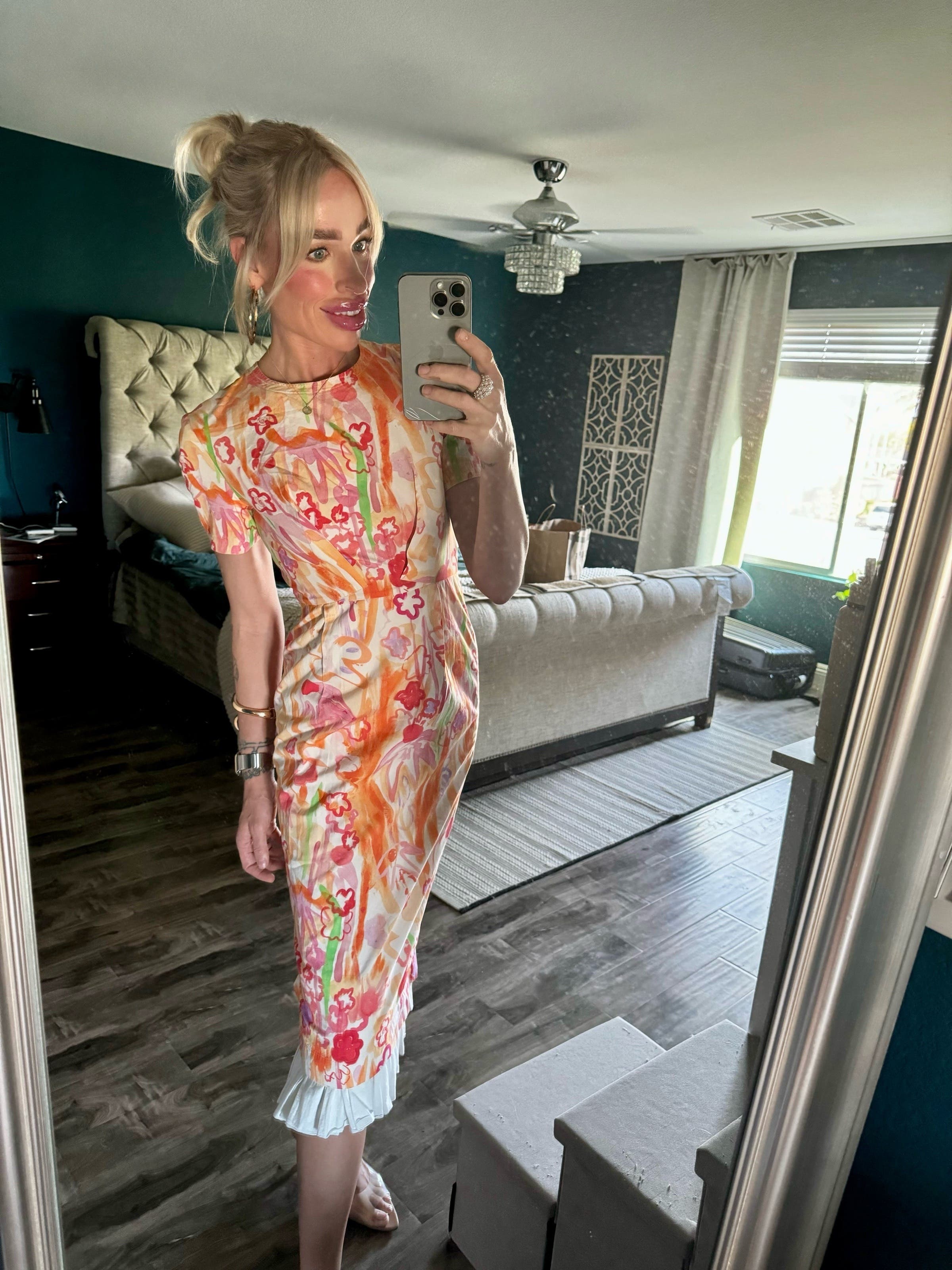 Wyeth Cape Sleeve Floral Print Dress