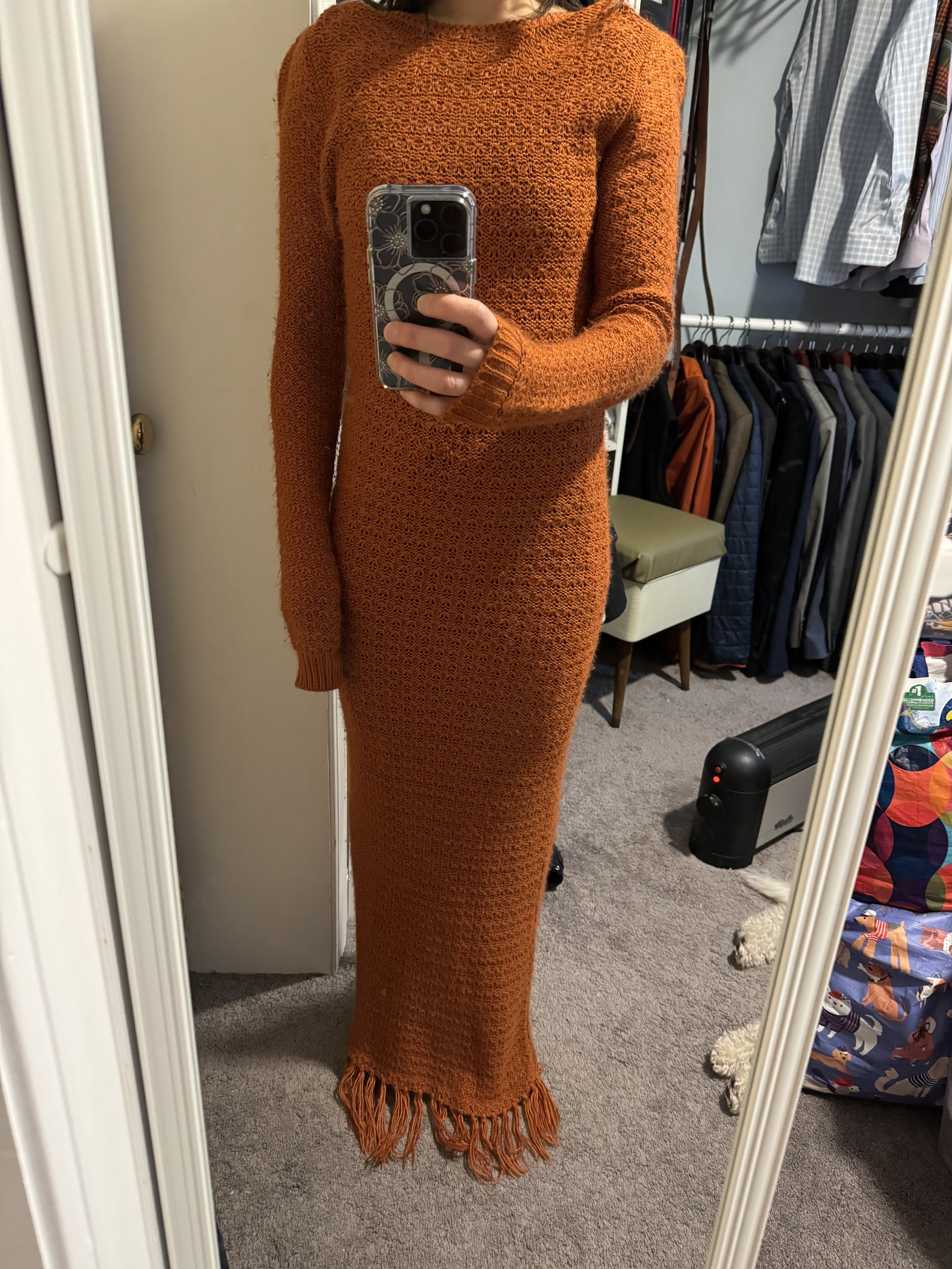 Orange Fringe Sweater Dress by Pamela Love x RTR | Rent the Runway