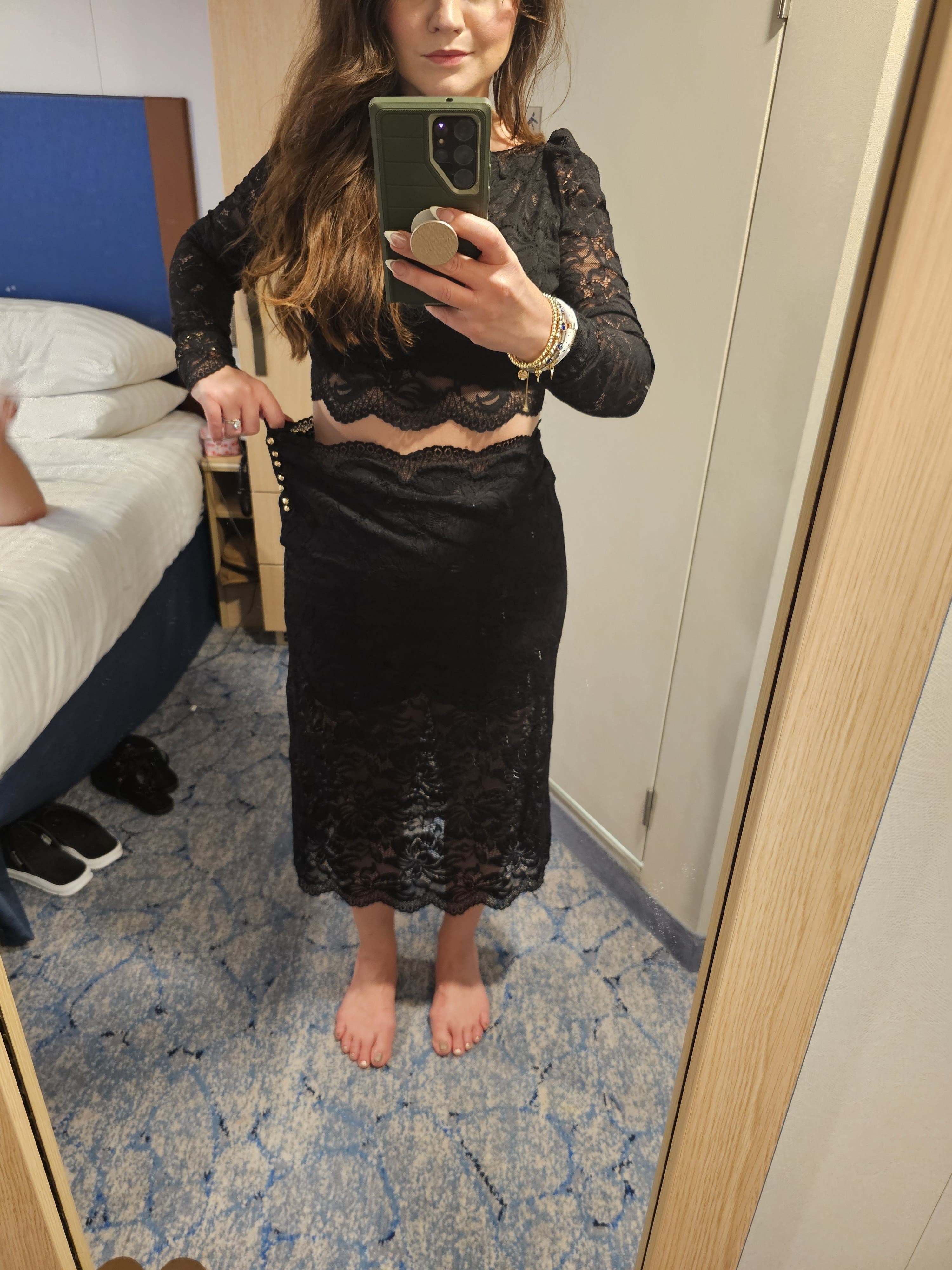 Black Lace Midi Skirt by Rabanne | Rent the Runway