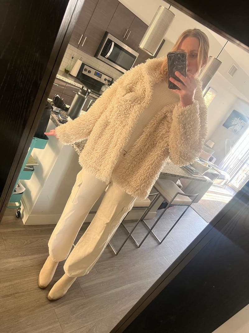 Cream Sherpa Jacket by Love, Whit by Whitney Port | Rent the Runway