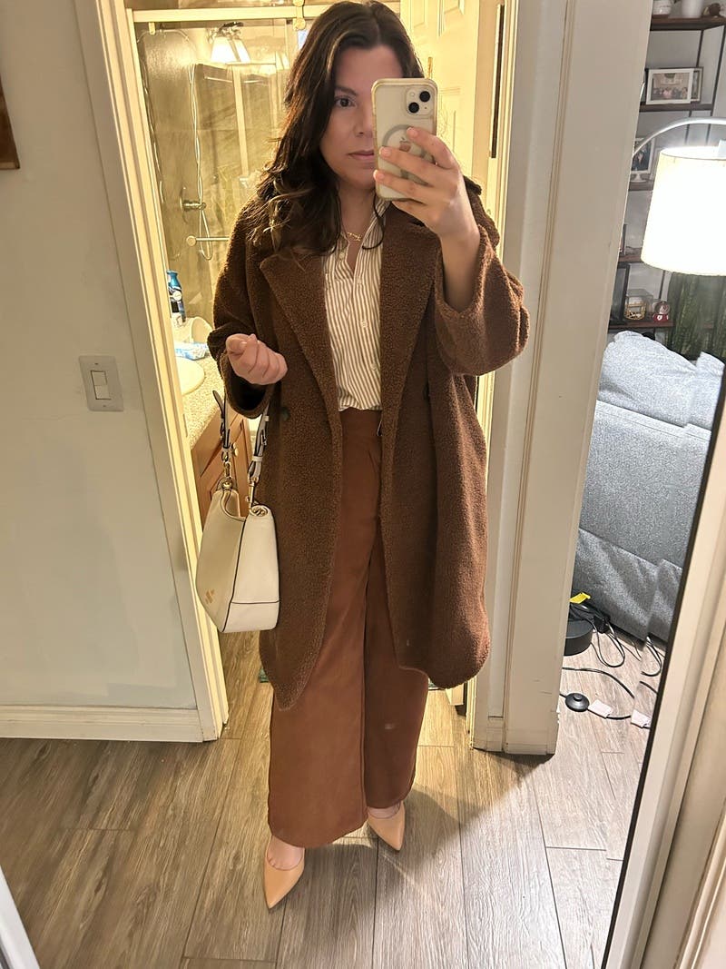 Brown Double Breasted Coat by Harris Wharf London | Rent the