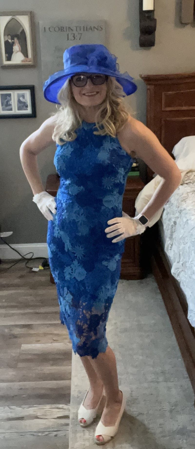 Blue Floral Lace Sheath by Alexia Admor | Rent the Runway