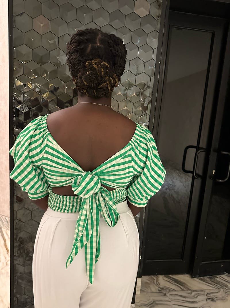 Green Gingham Ruffle Top by Louna | Rent the Runway