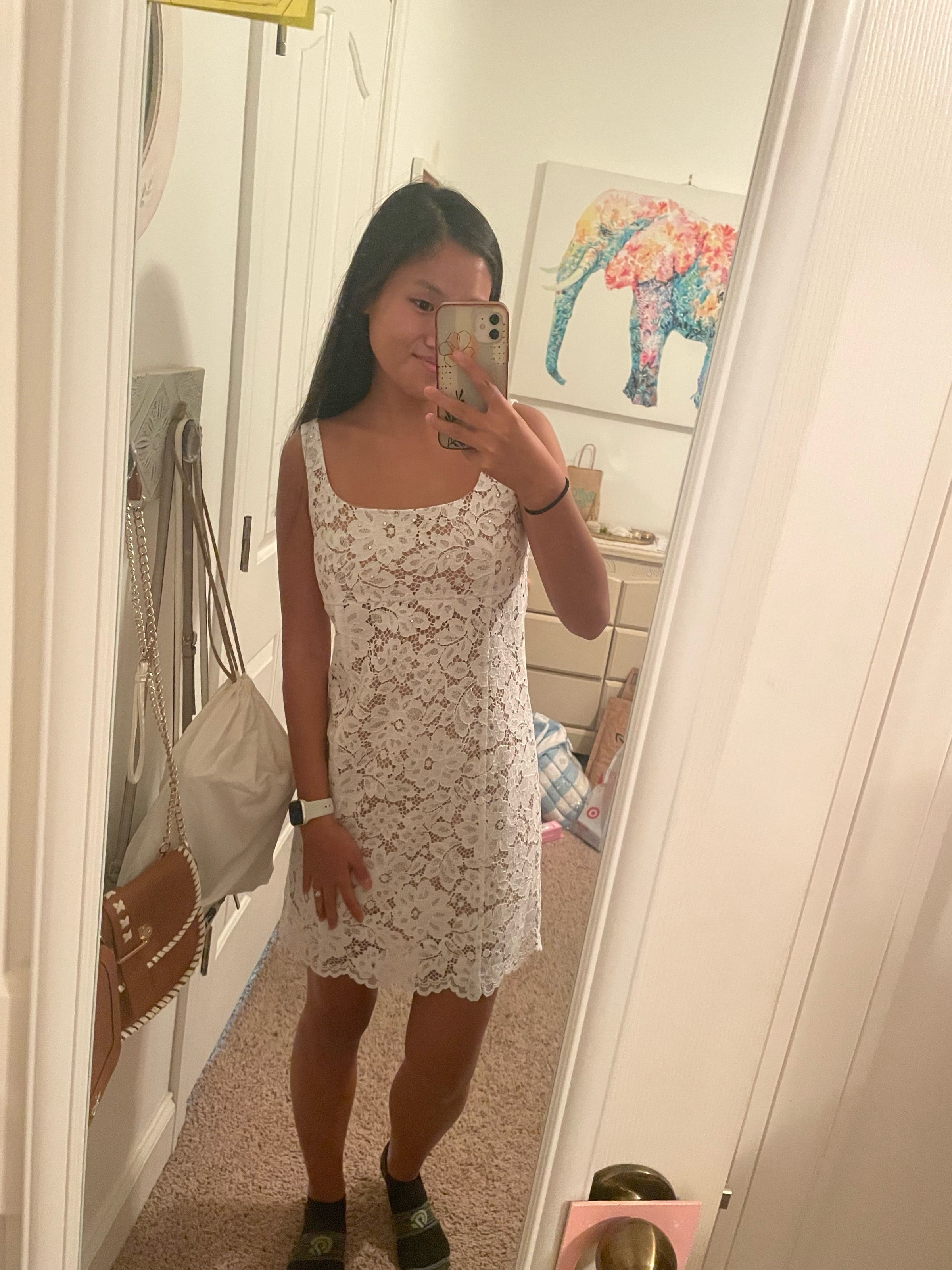 Lace Square Neck Mini Dress by MICHAEL KORS Rent the Runway