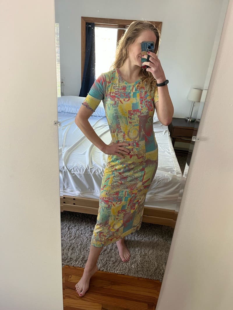 【関税＆送料込み】Ganni Printed Midi Dress GANNI Printed Ruched Midi Dress - Orangeade | Garmentory