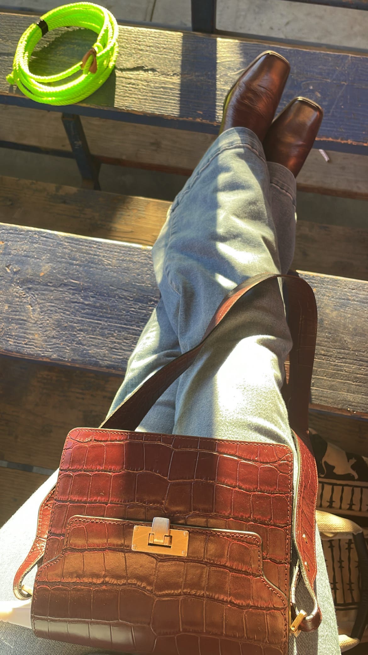 Wine Croc Vintage Brick Crossbody Bag by Marge Sherwood