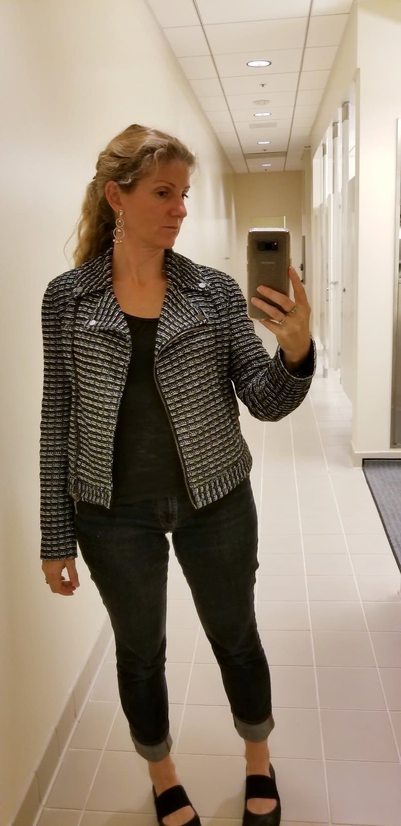Motorcycle Stripe Tweed Jacket by Tory Burch | Rent the Runway