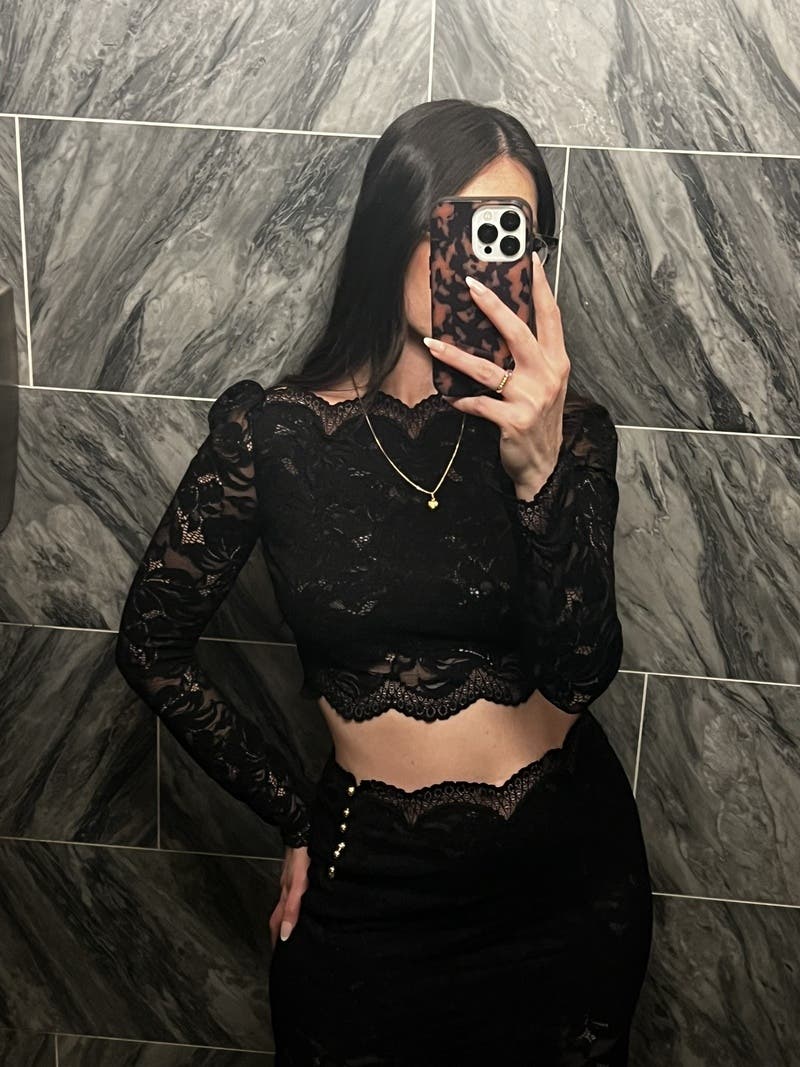Black Long Sleeve Lace Top by Rabanne | Rent the Runway