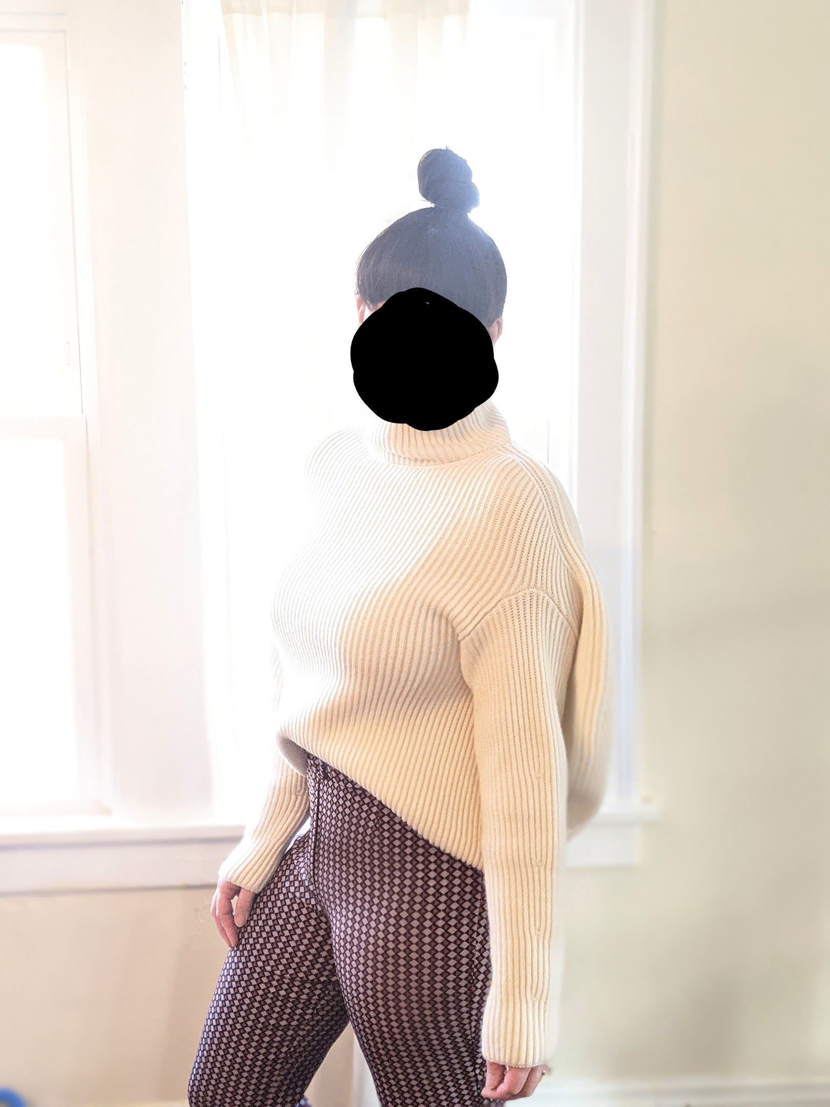 玲奈1322 ZARA Shiny Turtleneck Mock Neck Knitted Midi Dress Midnight