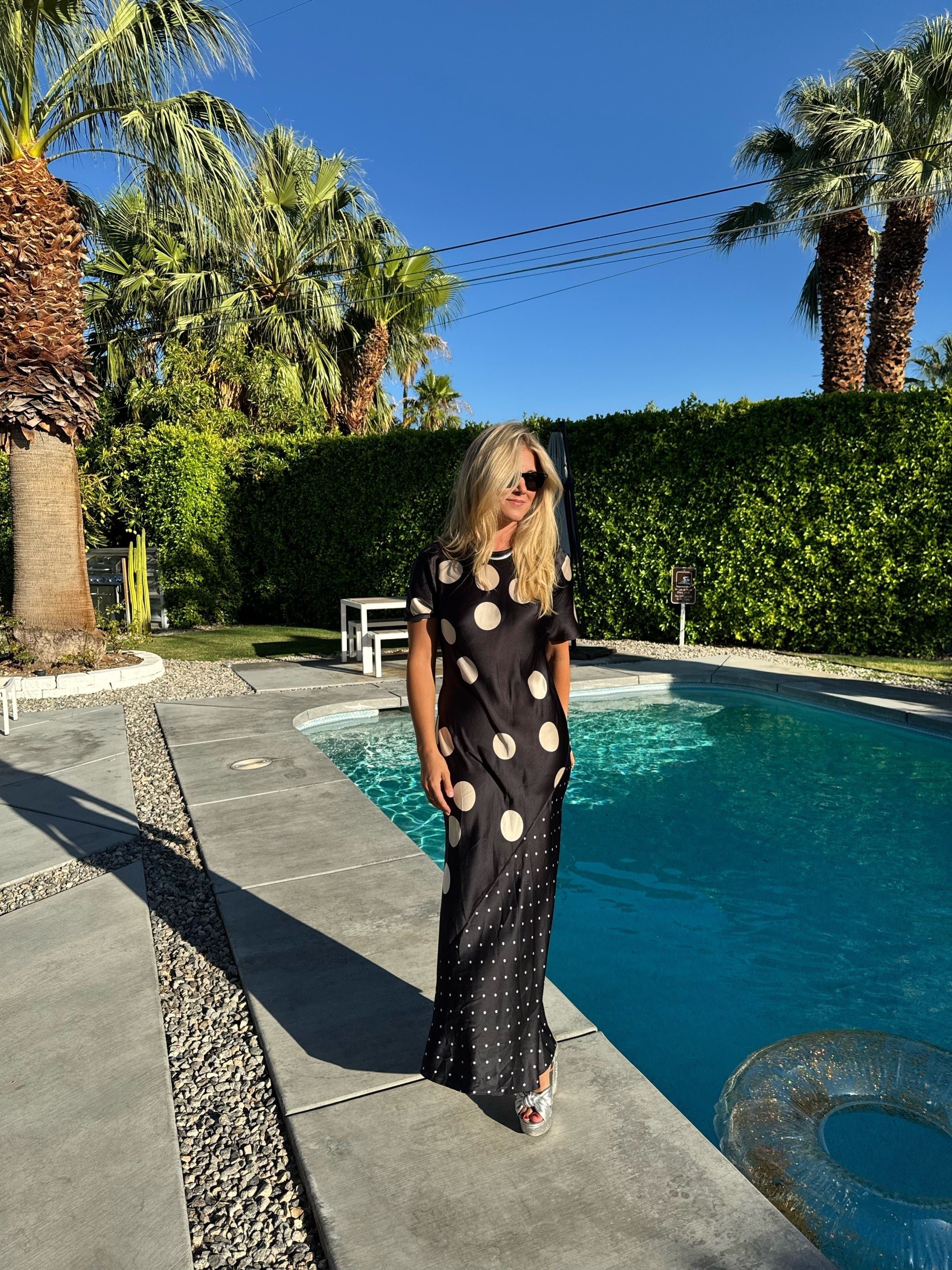Polka Dot Short Sleeve Midi Dress by Silk Laundry | Rent the Runway