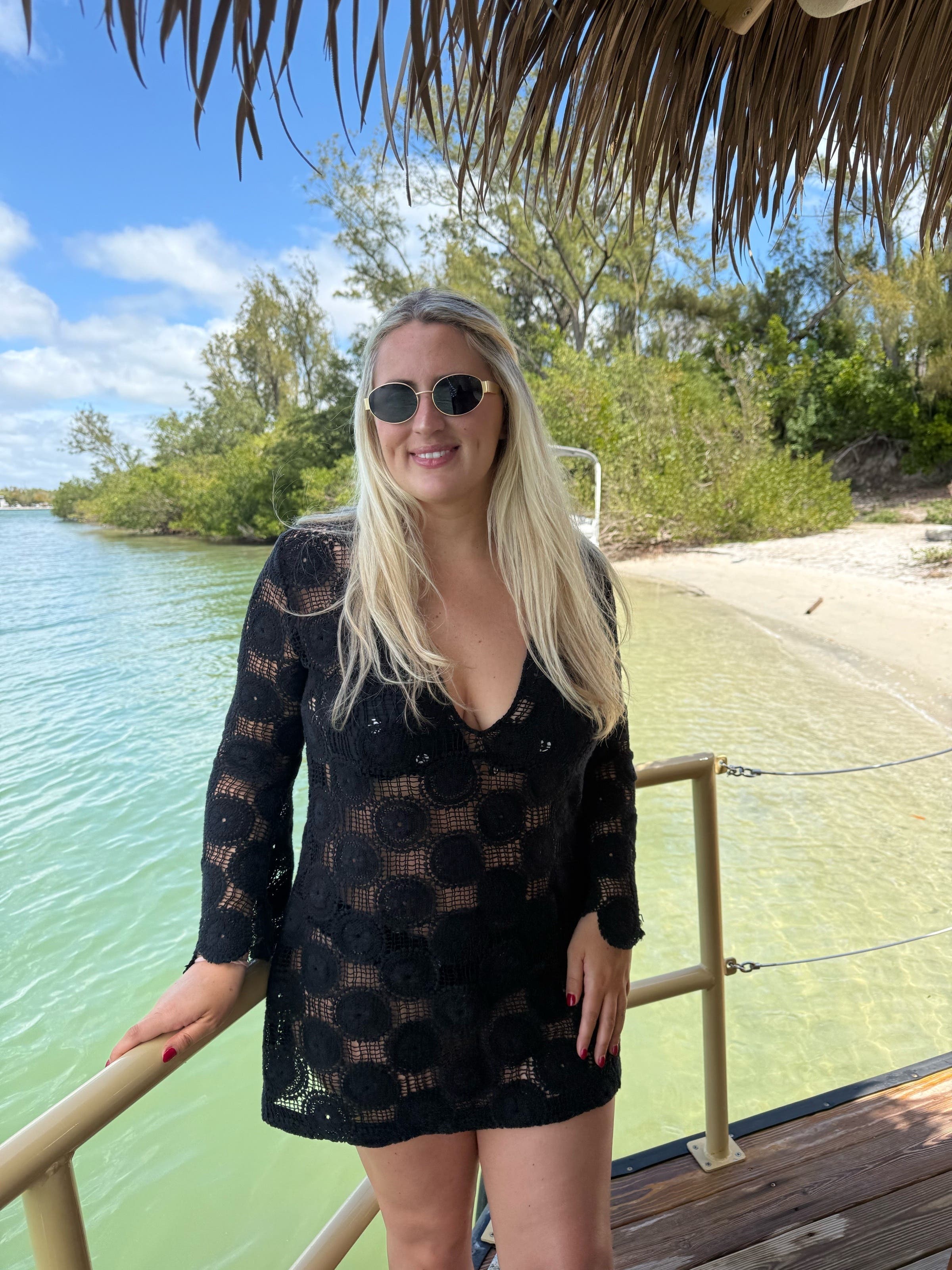 Black Sheer Crochet Dress by Ronny Kobo x RTR | Rent the Runway