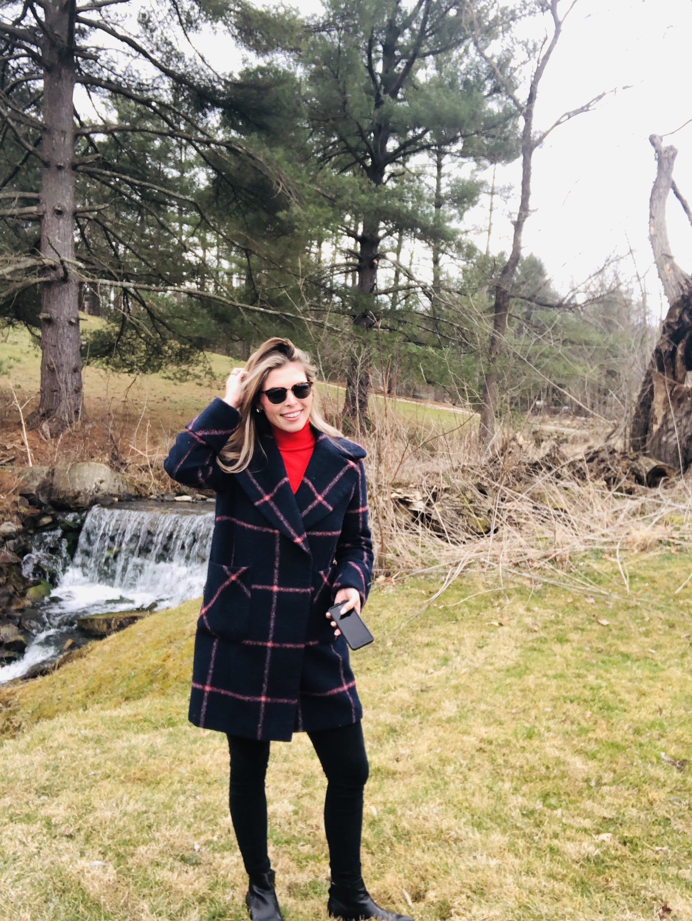 Navy Plaid Coat by KENDALL + KYLIE | Rent the Runway