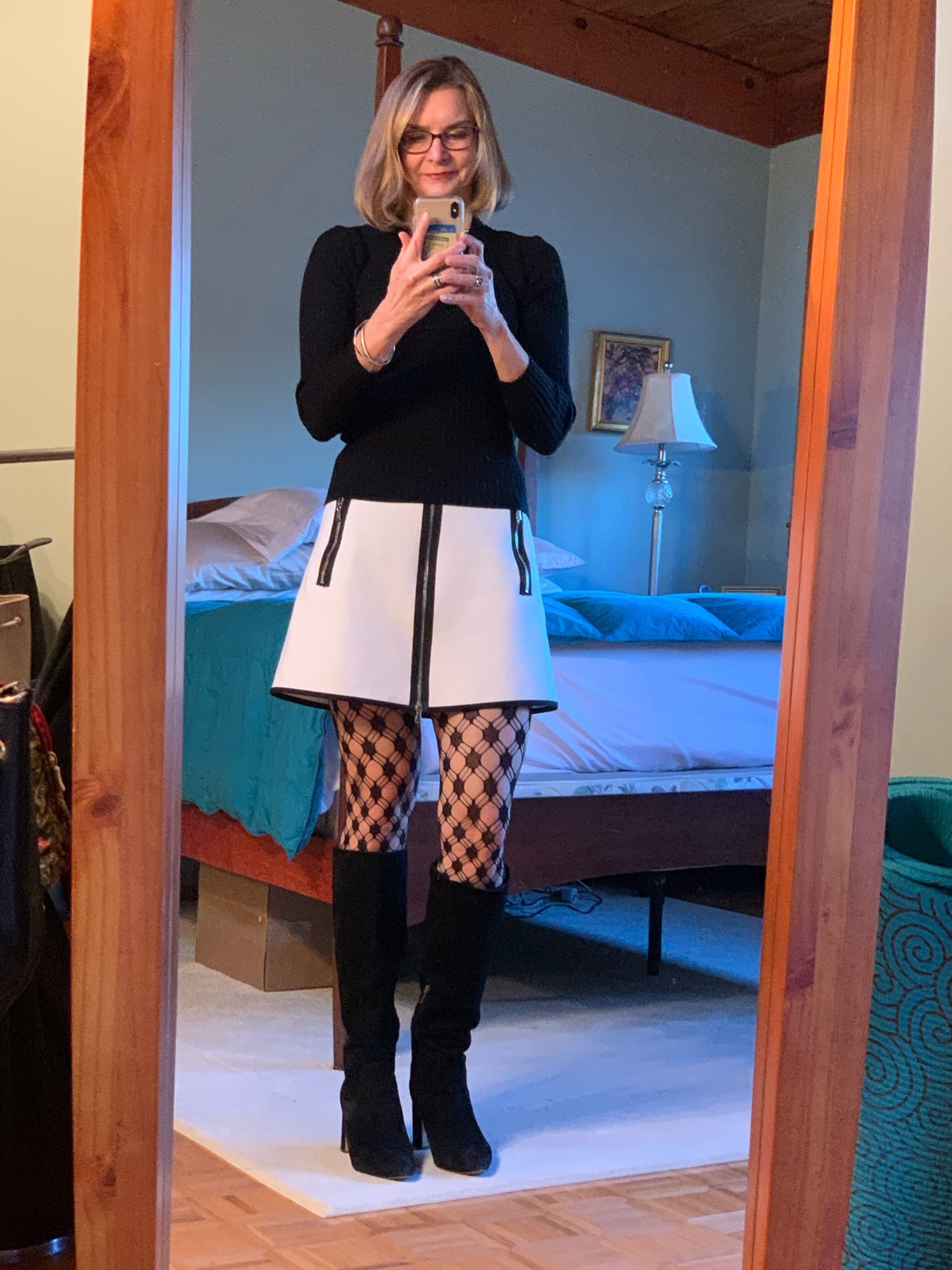White Exposed Zipper Mini Skirt by KF/KaufmanFranco x RTR | Rent