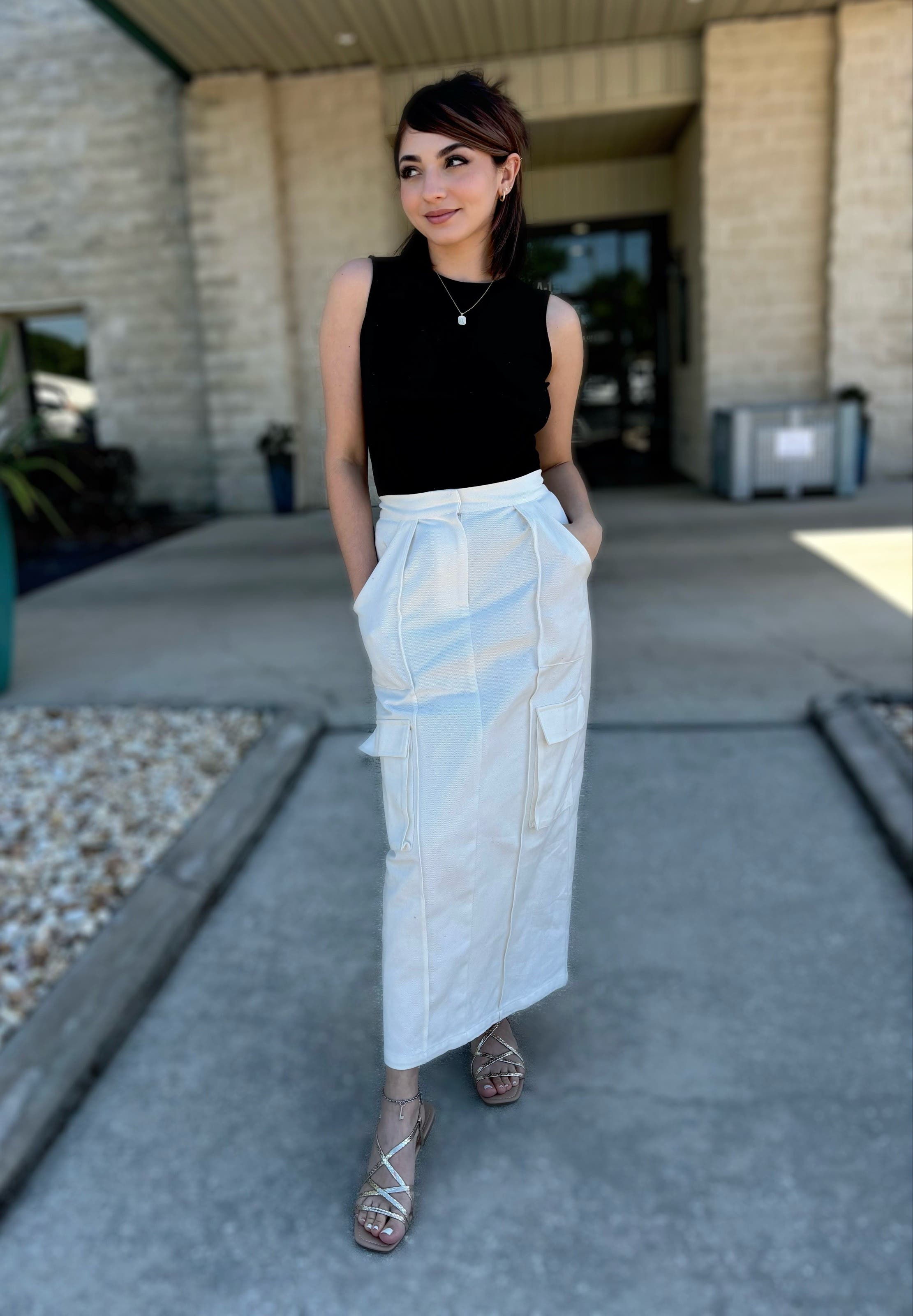 【関税&送料込】Chloe' Canvas Skirt Trousers Canvas Cargo Skirt by Silk Laundry | Rent the Runway