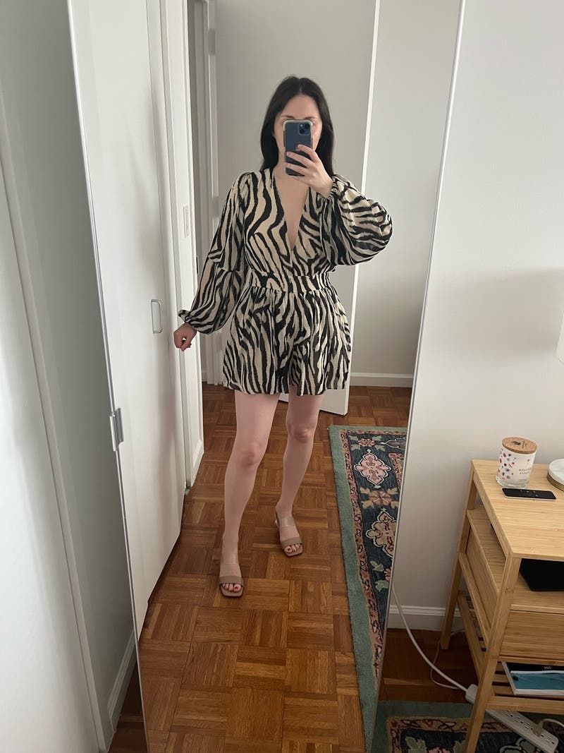 ワンピース Two-Tone Ribbon Romper Zebra Romper by TOCCIN X RTR | Rent the Runway