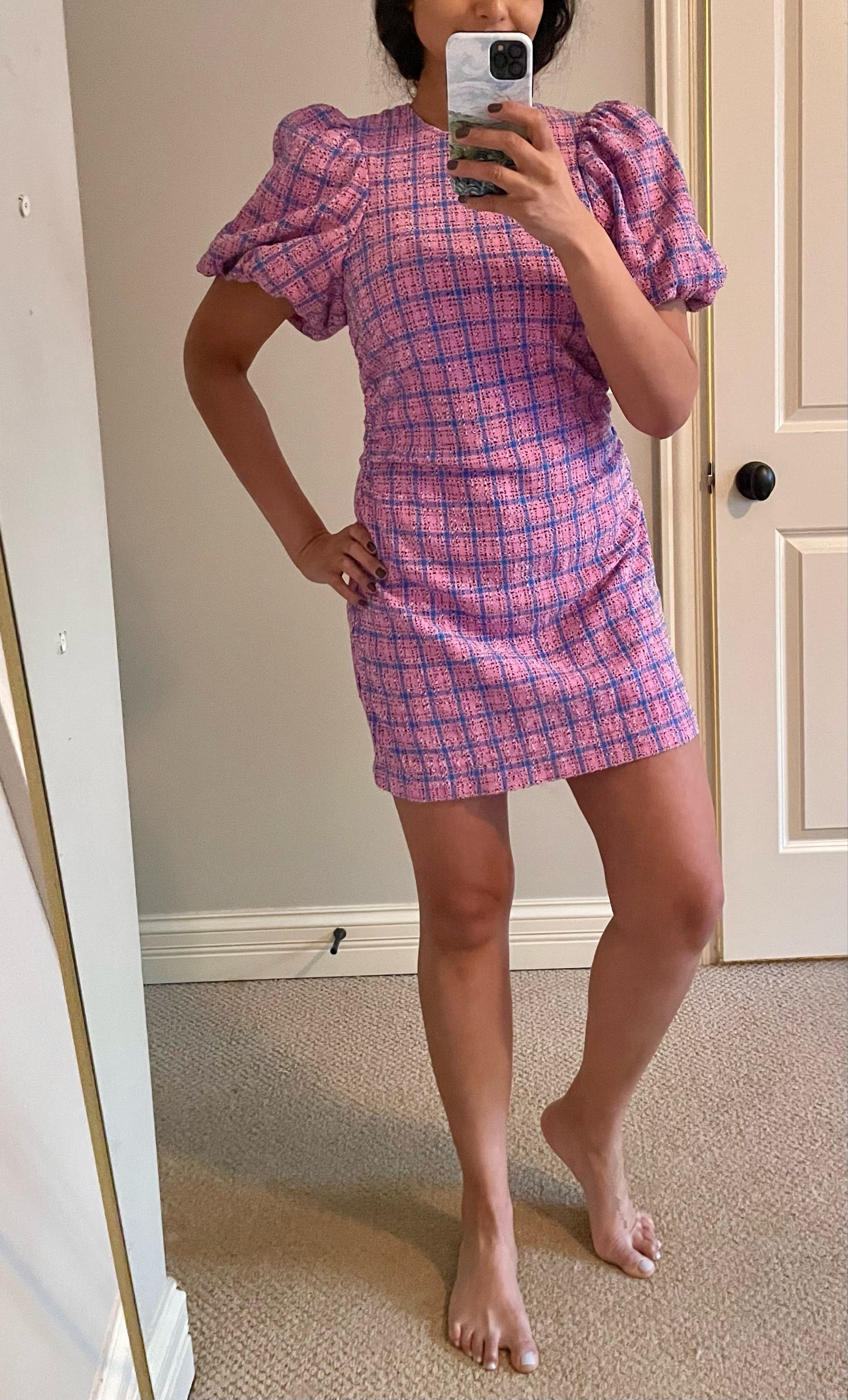 Check Suiting Mini Dress by GANNI | Rent the Runway