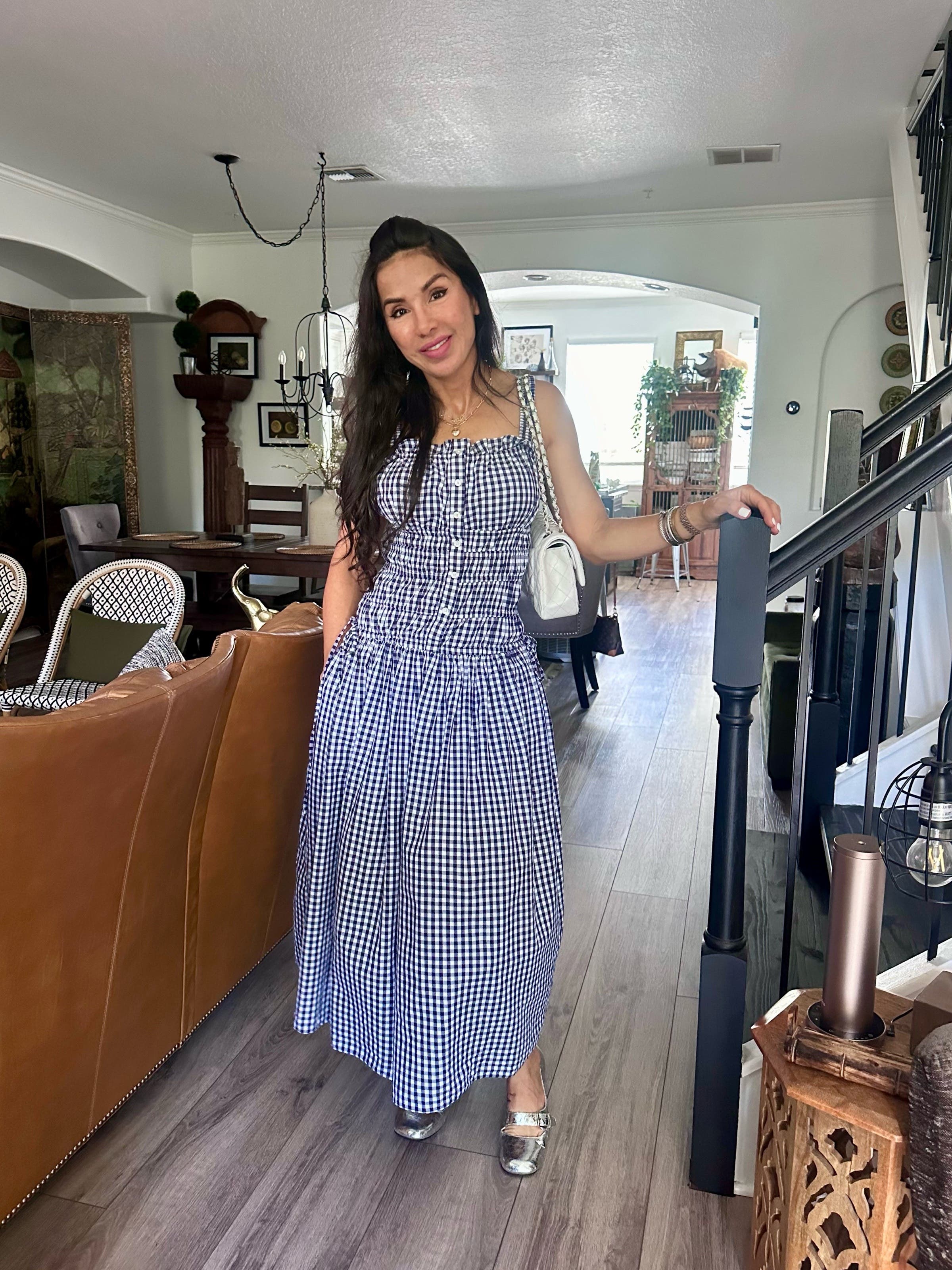 Navy Gingham Midi Dress by Jason Wu x RTR | Rent the Runway