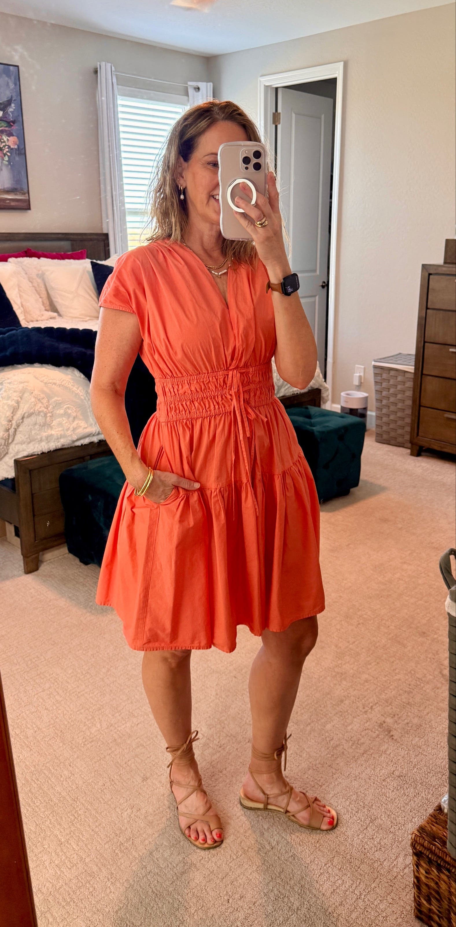 Orange Tie Waist Mini Dress by Derek Lam 10 Crosby x RTR | Rent