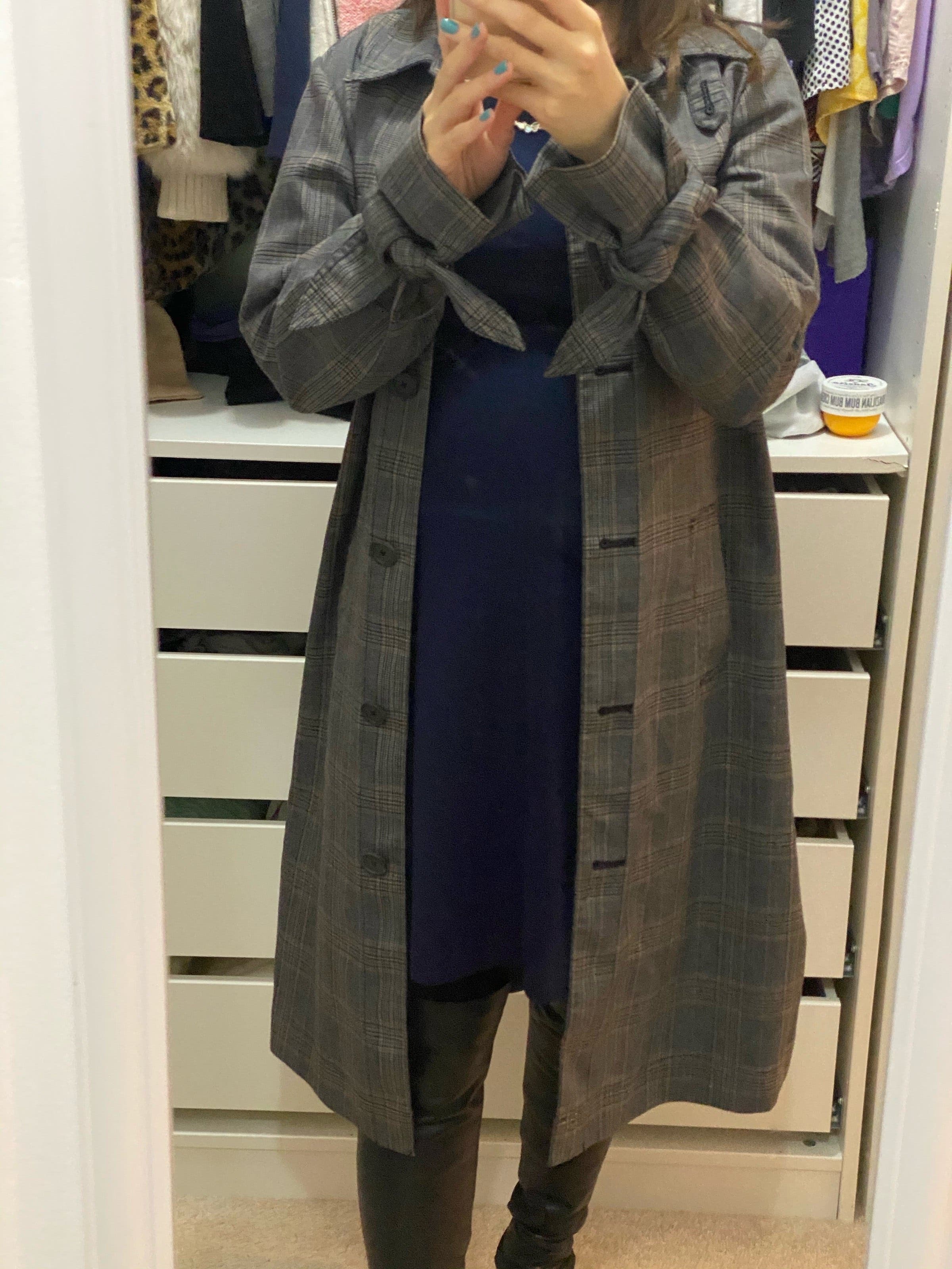 Grey Plaid Long Coat by Derek Lam 10 Crosby | Rent the Runway
