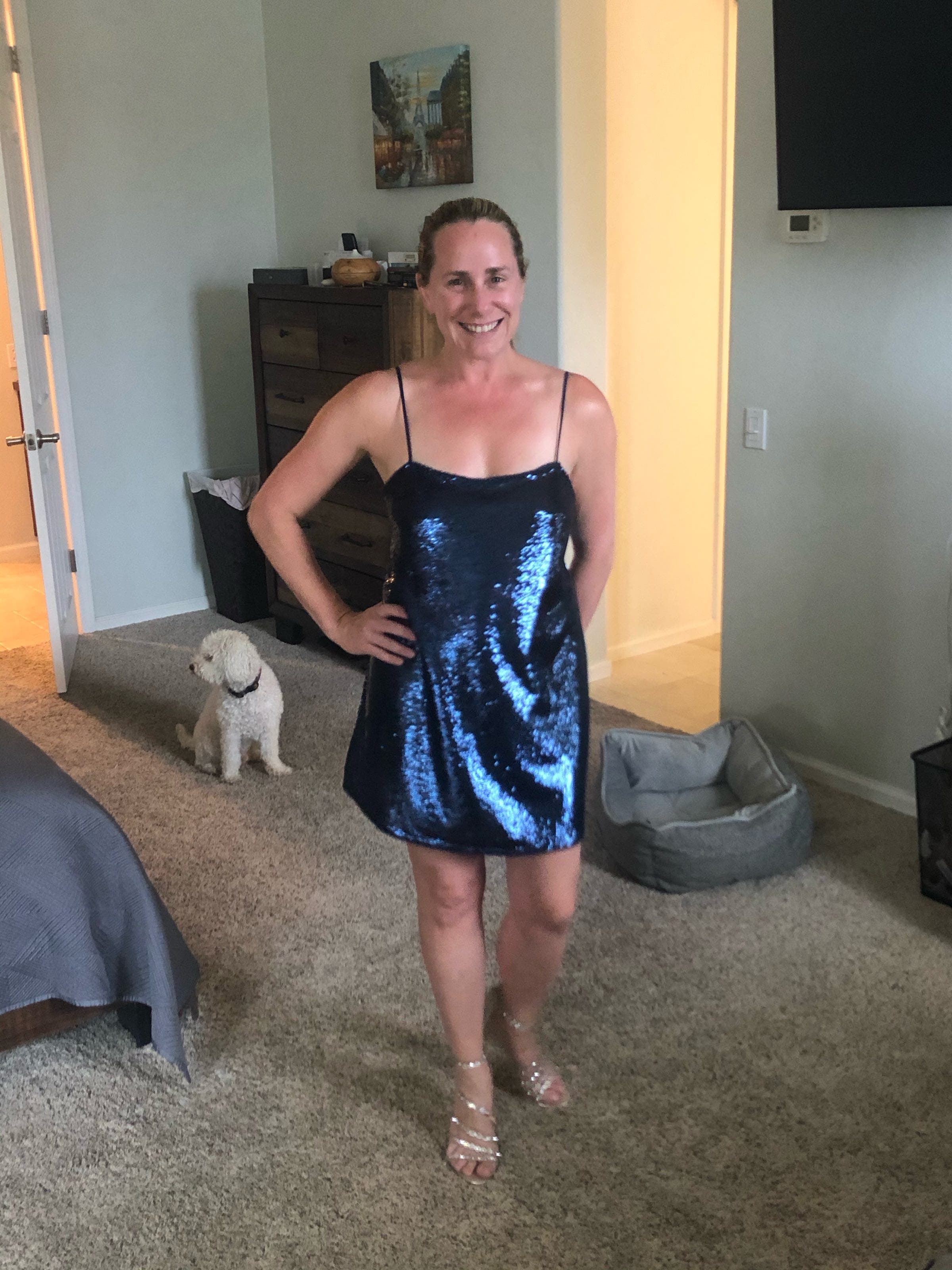 free people blue sequin dress Free People Intimately Navy Sequin Dress Sz S