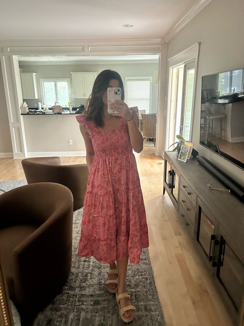 【House on the Hill】 Dress pink The Solange Dress in Pink Ditsy Floral, online now ❤️