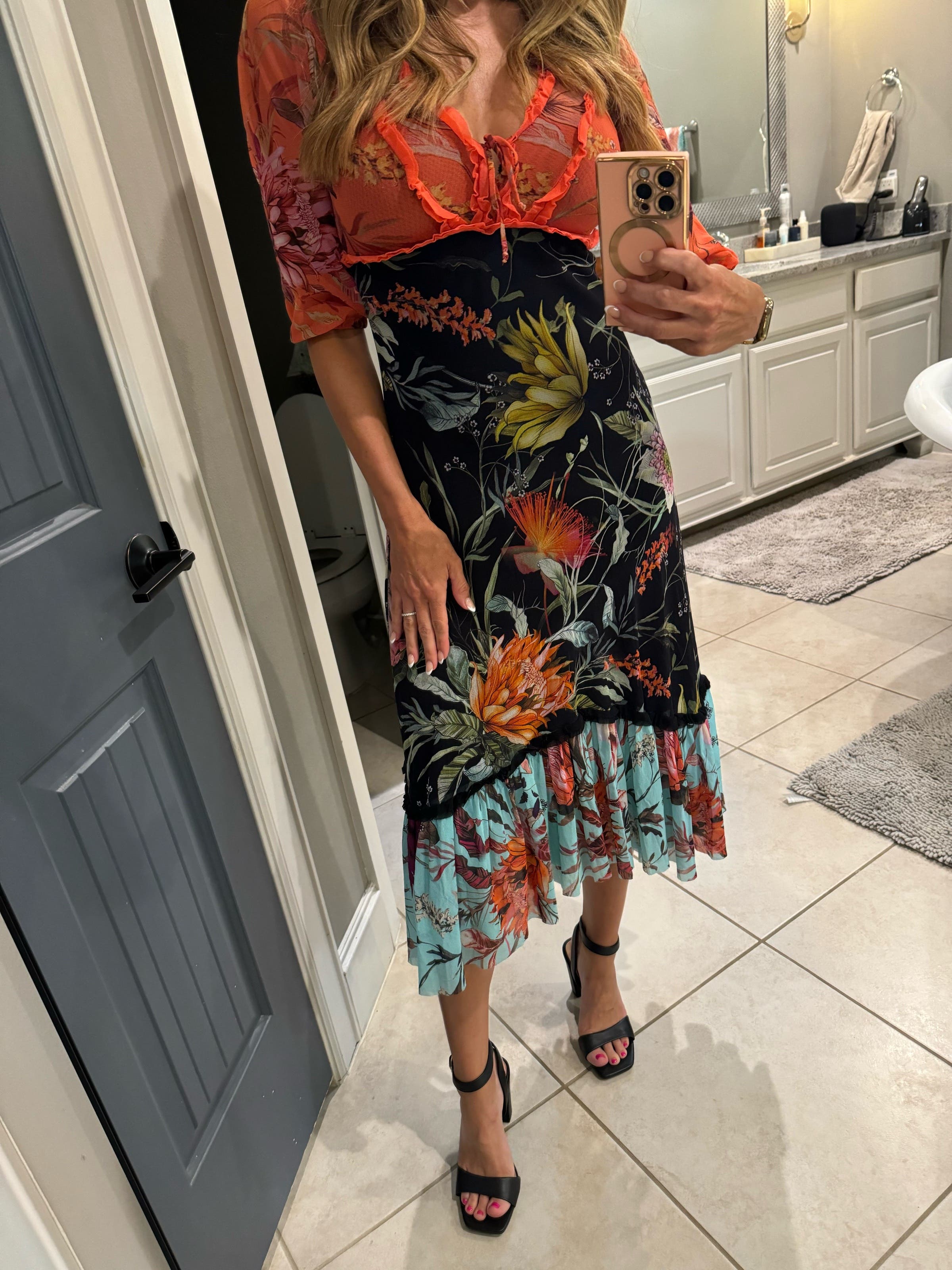 パーティードレス Floral Midi Dress Floral Patchwork Midi Dress by Fuzzi | Rent the Runway