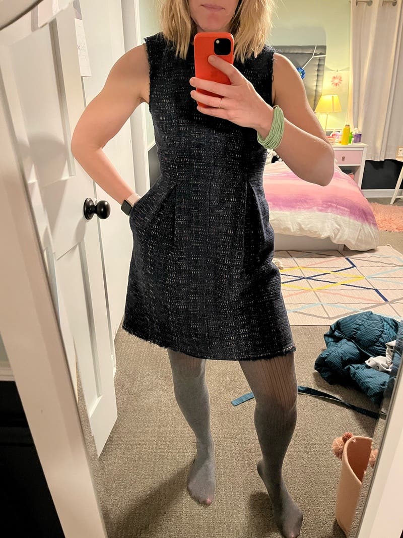 randy ワンピース Asymmetry buckle tweed dress Randy ワンピースAsymmetry buckle tweed dress Mini straight