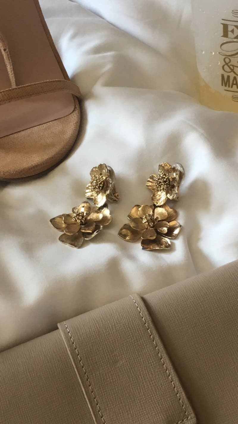Gold Bold Flower Drop Earrings by Oscar de la Renta | Rent