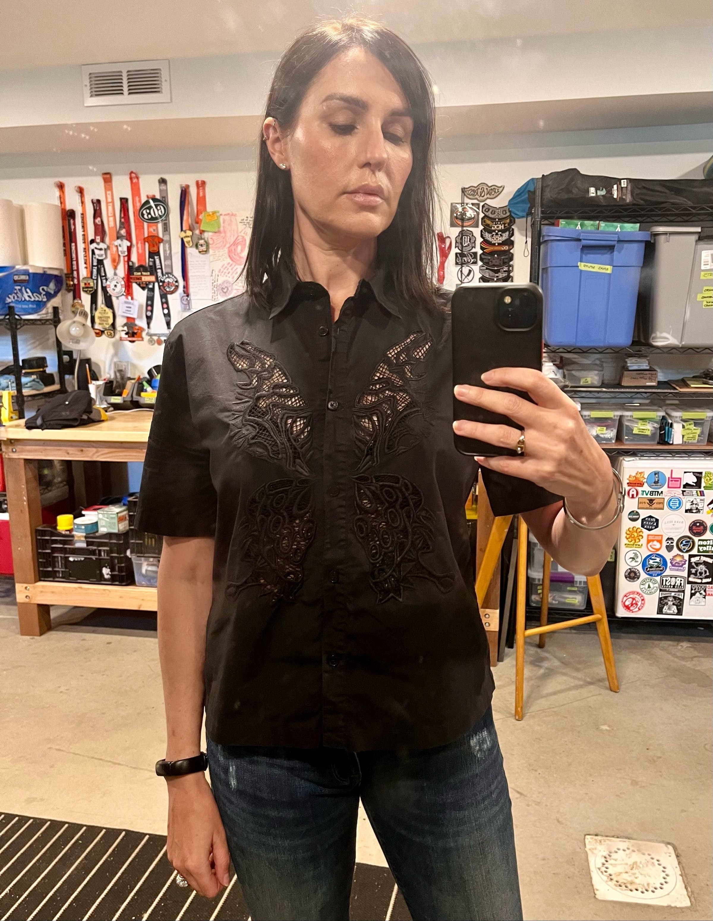 Black Lace Shirt by Stella Jean | Rent the Runway